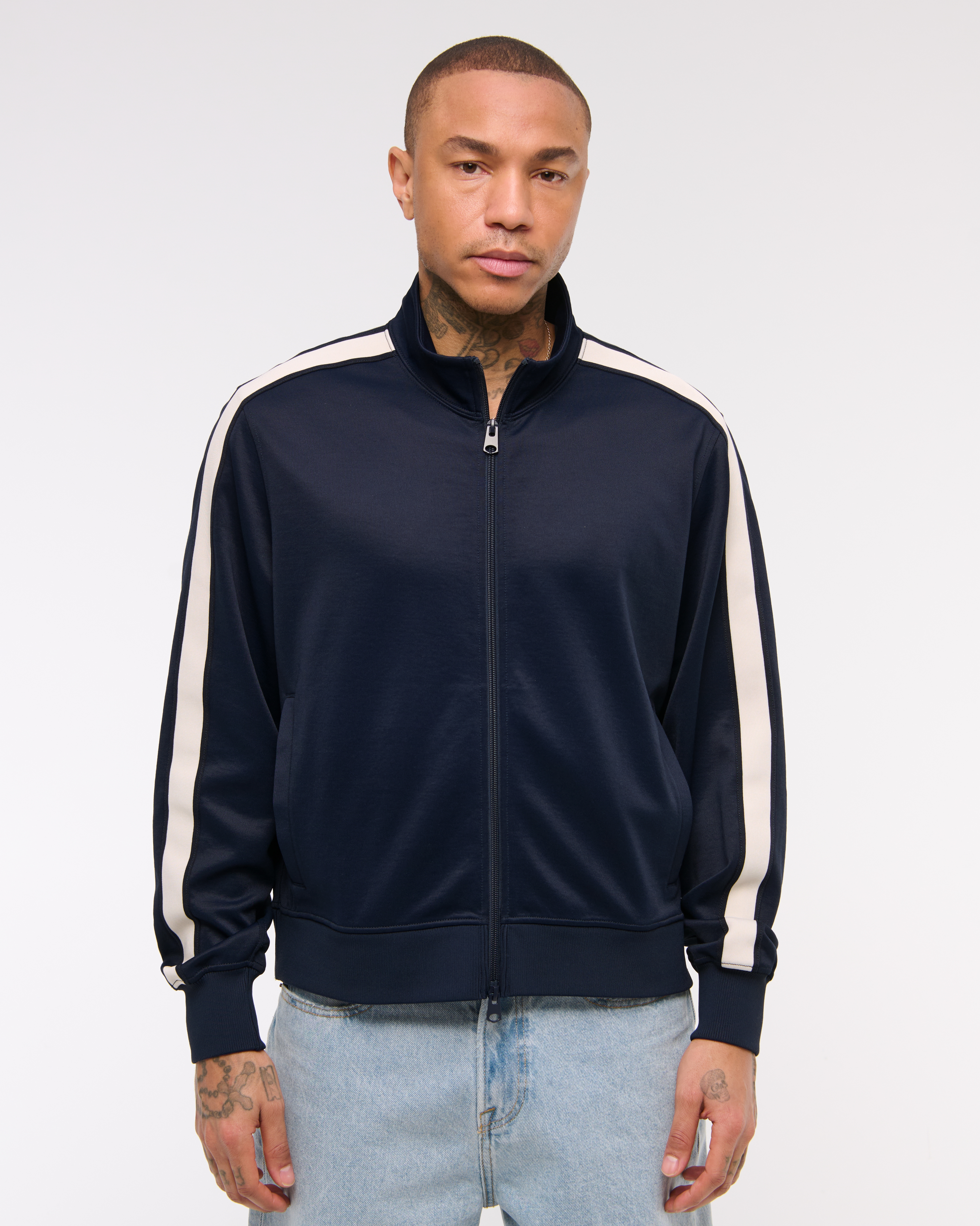 Men's Cropped Tricot Full-Zip Jacket | Men's Tops
