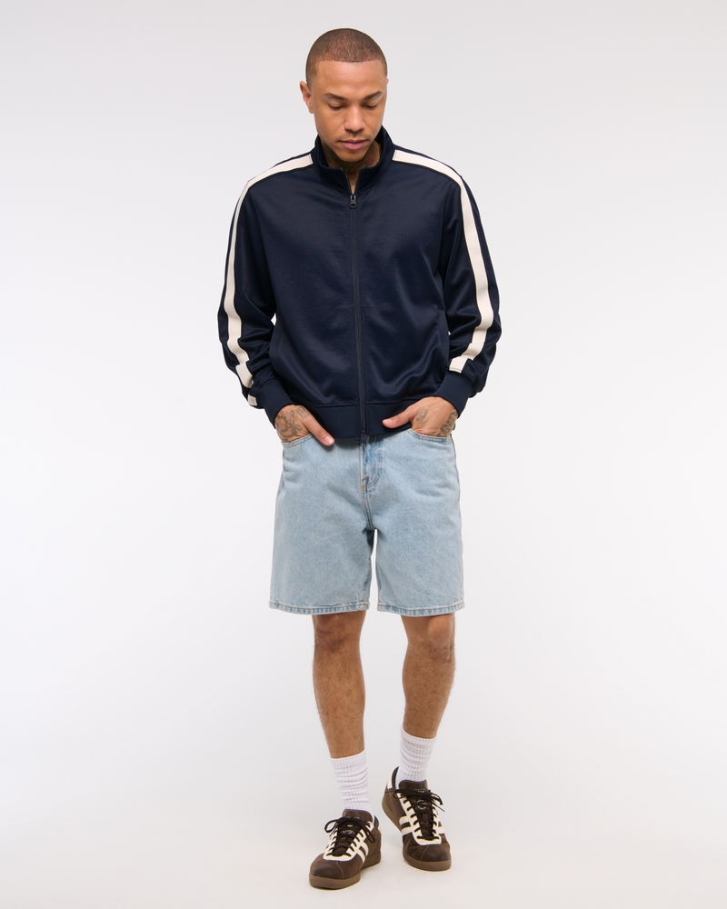 Cropped Tricot Full-Zip Jacket
