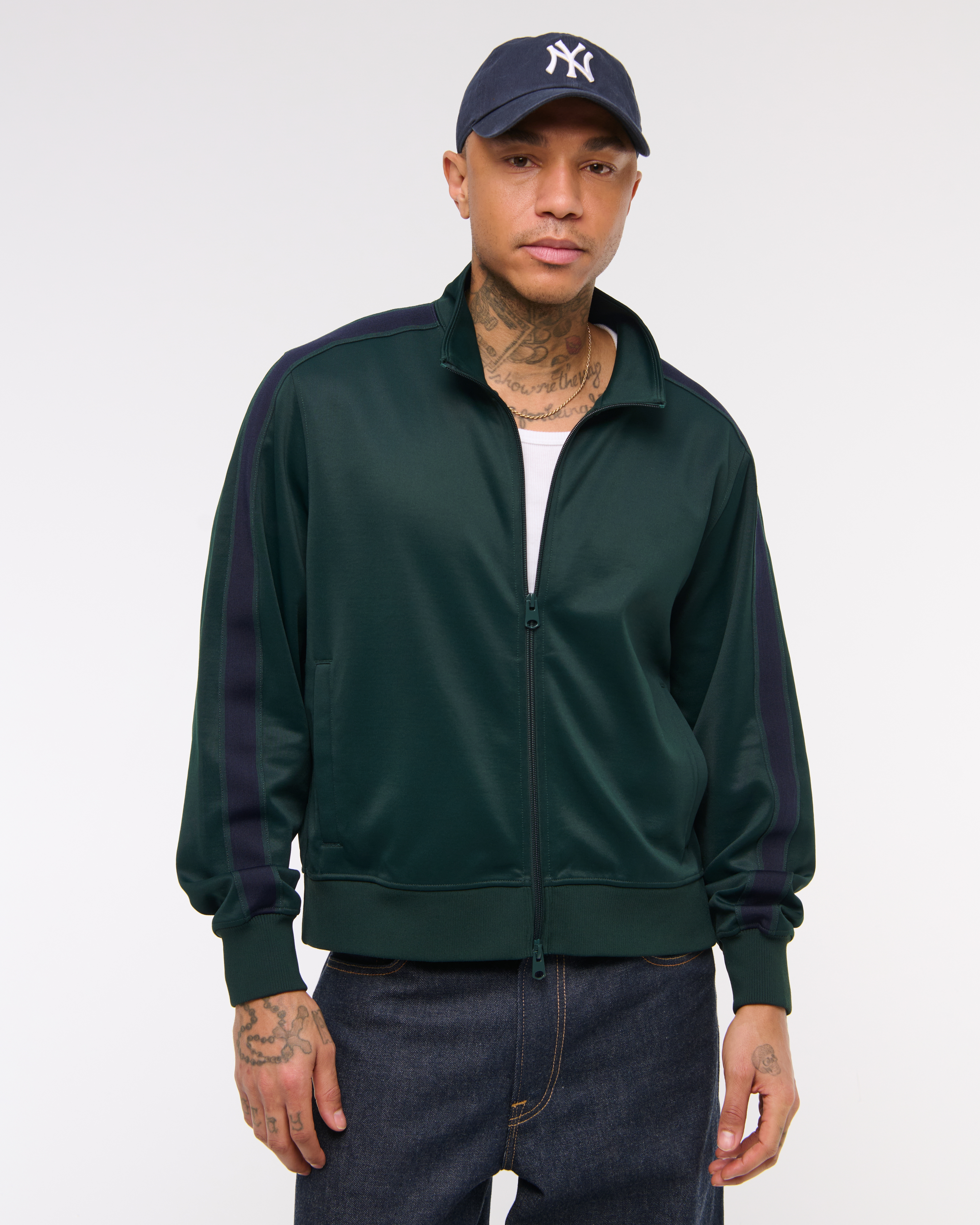 Abercrombie & Fitch Tricot Full-zip Jacket In Green