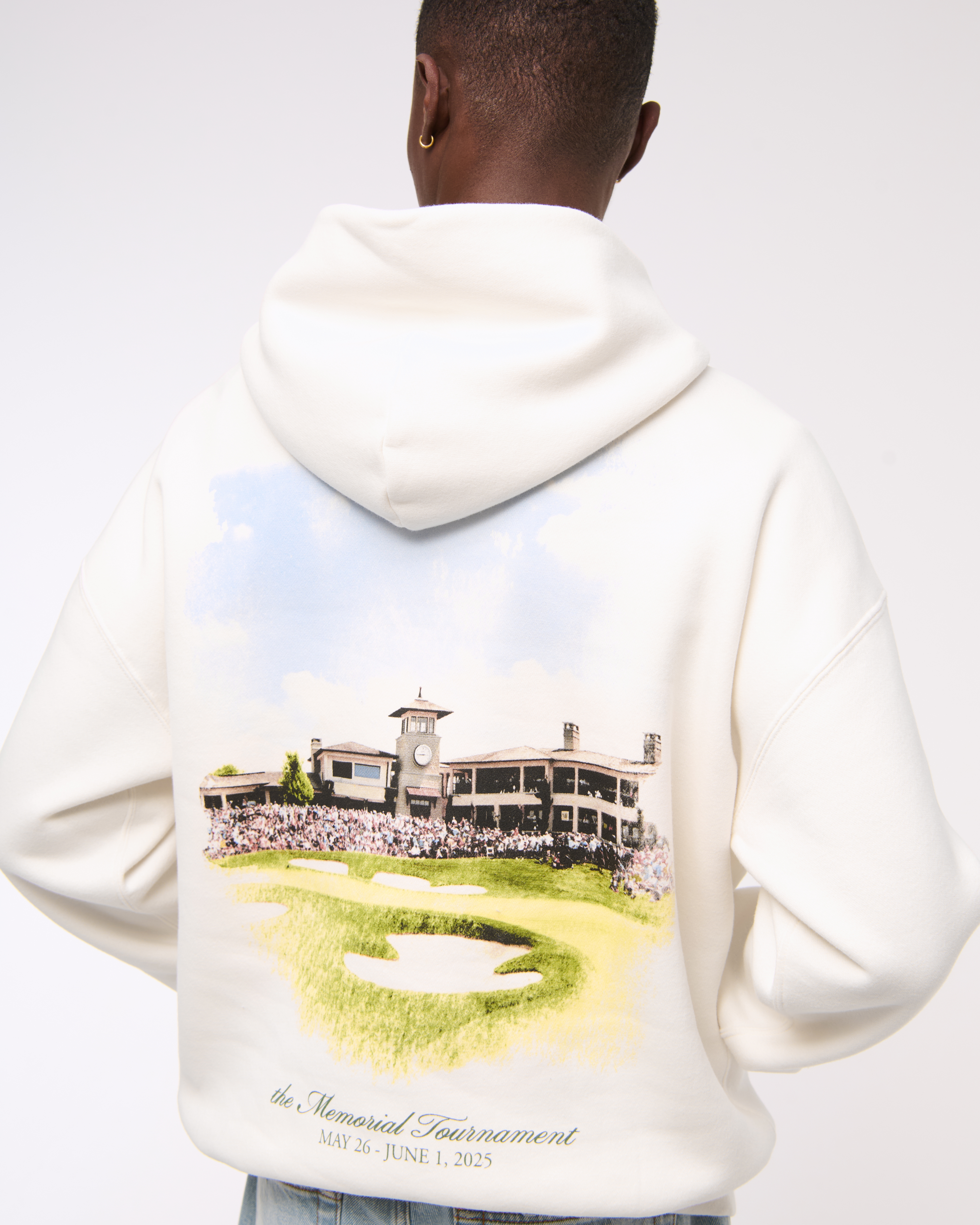 Abercrombie & Fitch Memorial Tournament Graphic Popover Hoodie In White