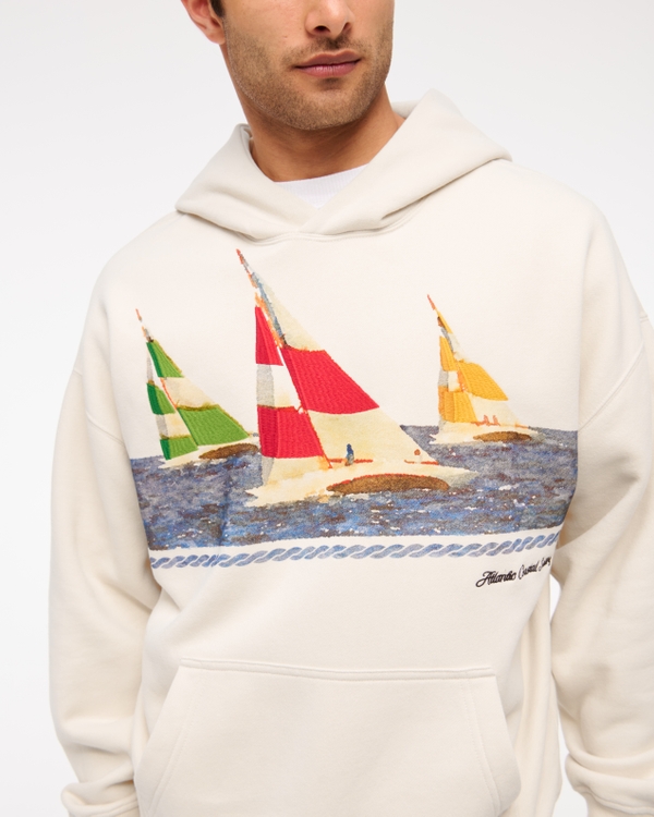 Nautical Graphic Popover Hoodie, Warm Beige view 1