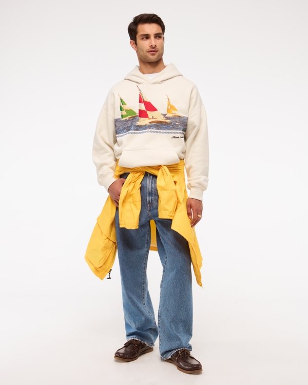 Nautical Graphic Popover Hoodie, Warm Beige view 2