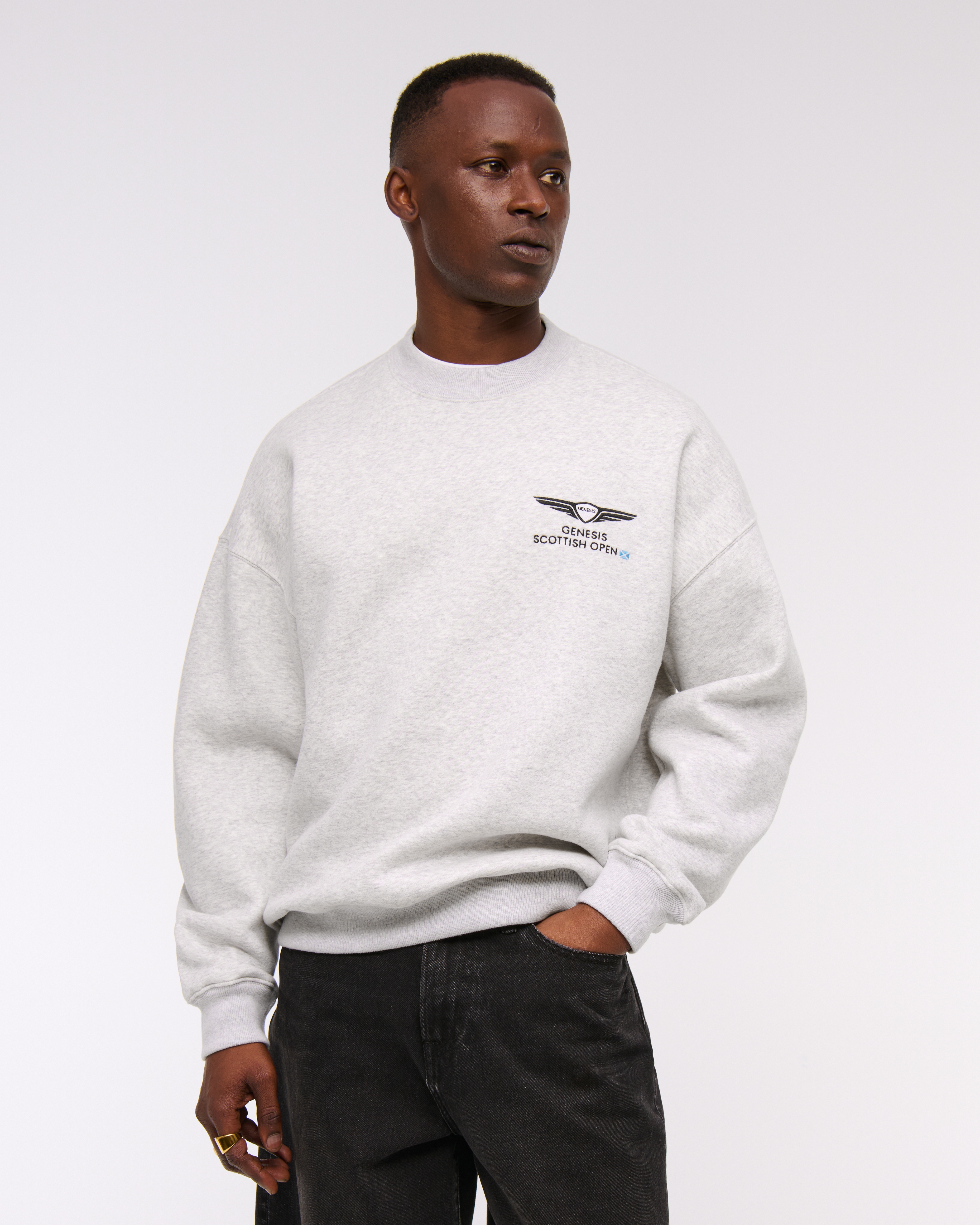 Abercrombie & Fitch Scottish Open Graphic Crew Sweatshirt In Gray