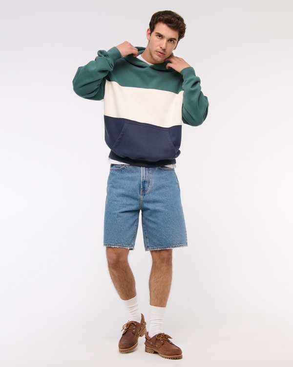 Essential Popover Hoodie, Green Pattern view 2