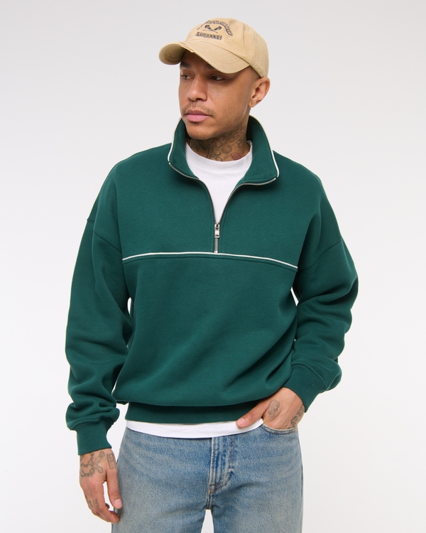 Essential Half-Zip Sweatshirt, Green Pattern view 1