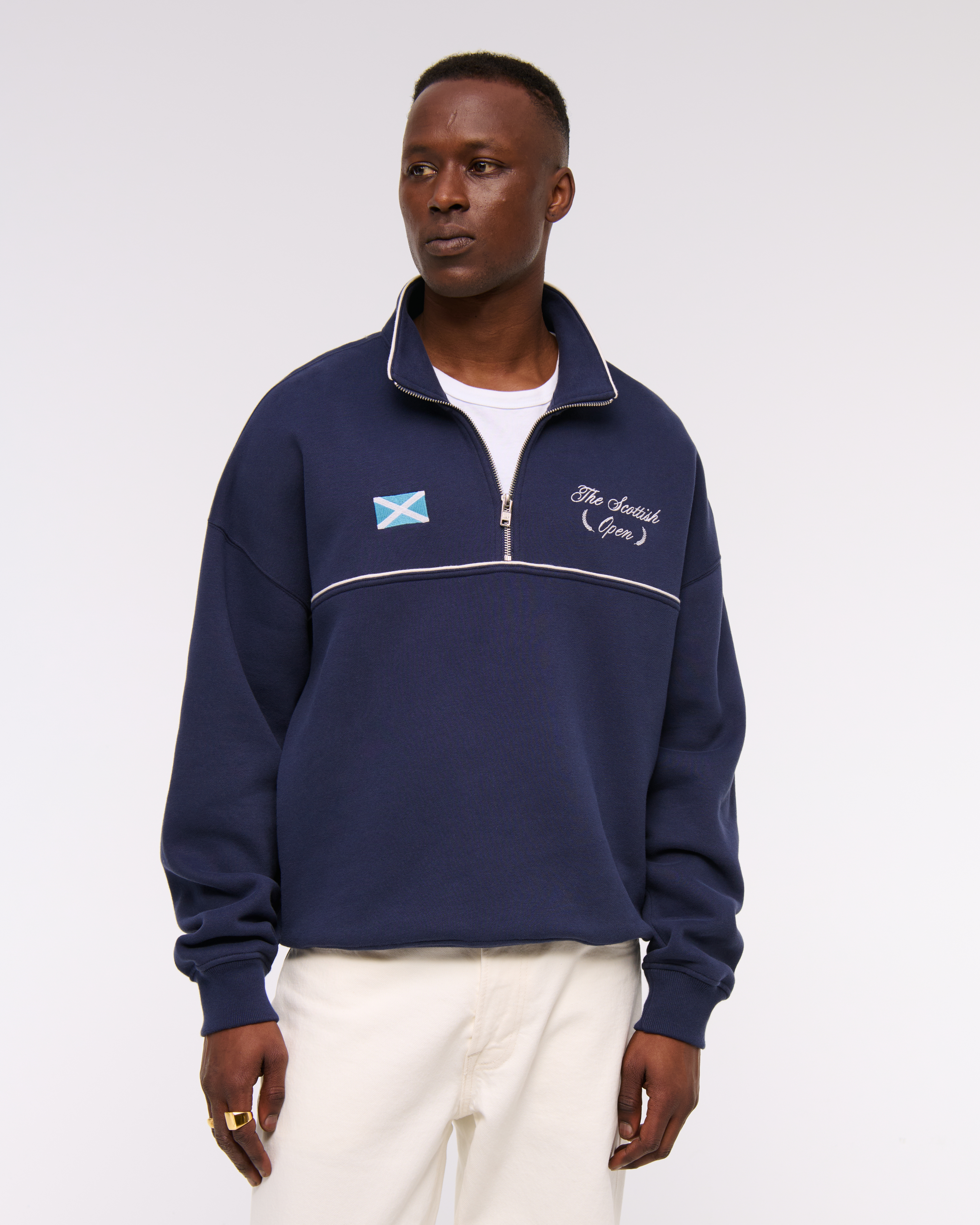 Abercrombie & Fitch Scottish Open Graphic Half-zip Sweatshirt In Blue