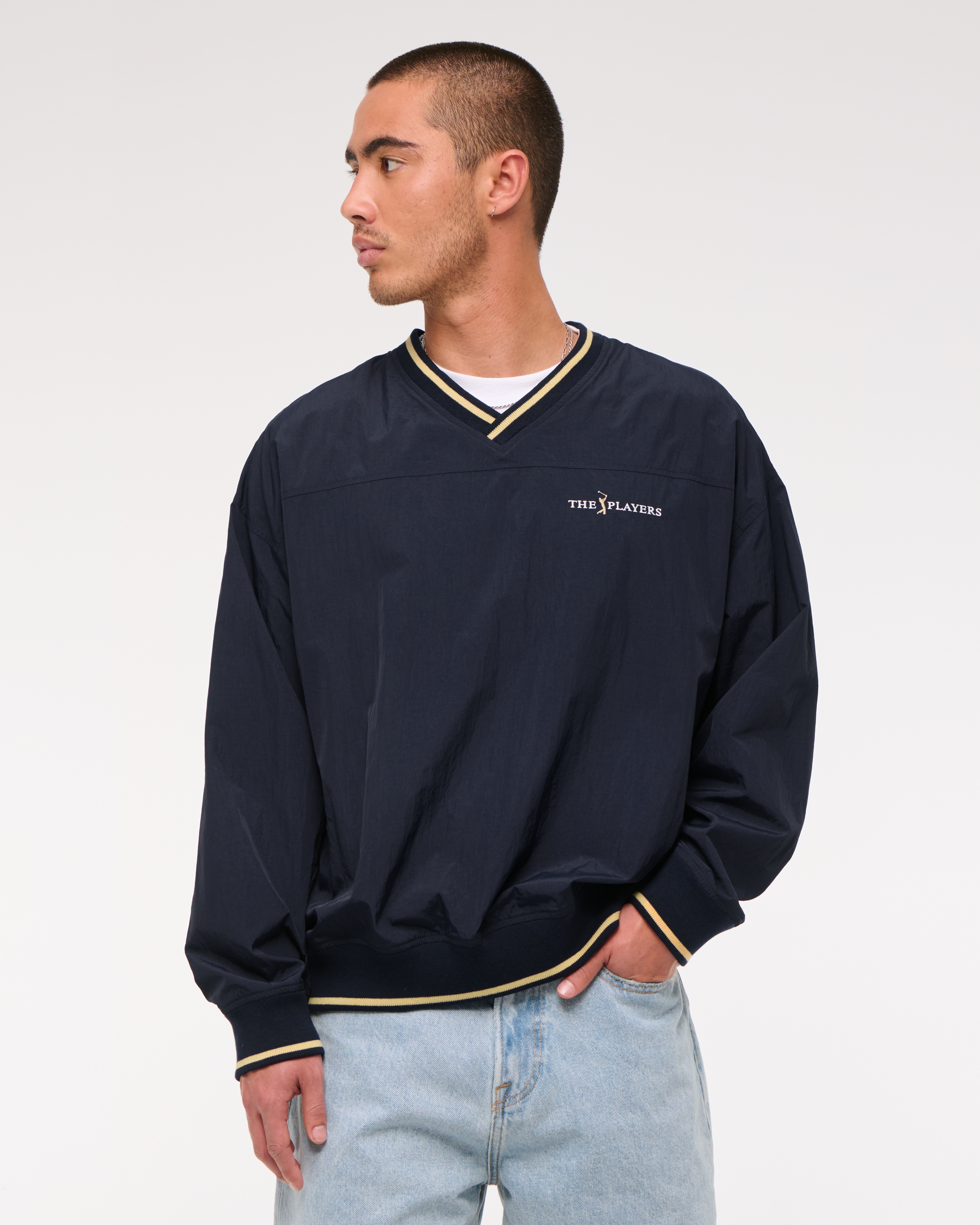 Abercrombie & Fitch Pga The Players Championship Nylon Graphic Sweatshirt In Blue