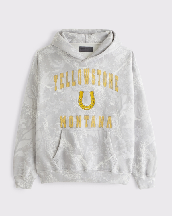 Yellowstone Graphic Popover Hoodie, White Camo view 1