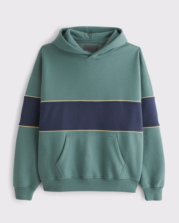 Essential Popover Hoodie, Green Pattern view 1