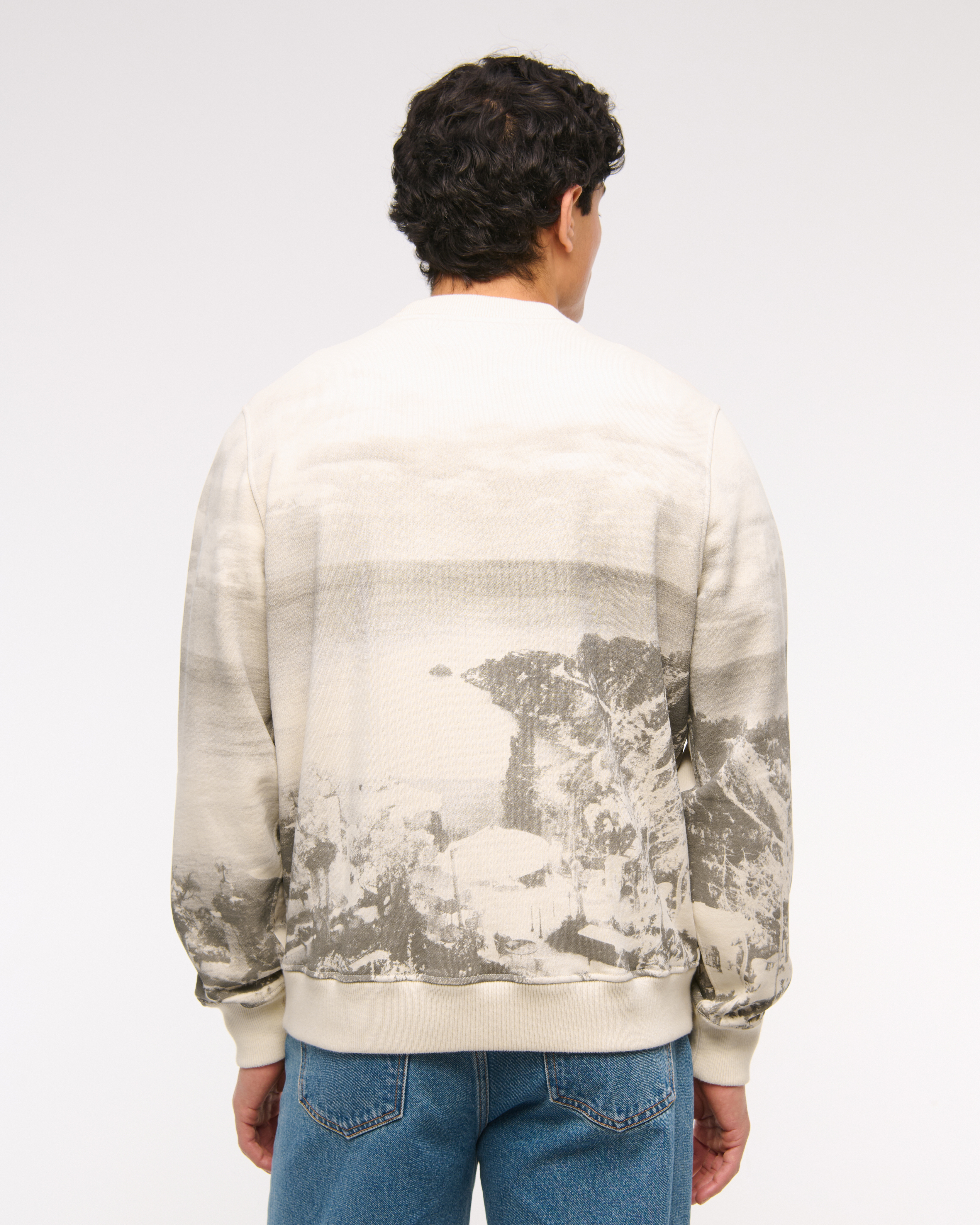 Abercrombie & Fitch★ホワイトロータスグラフィックスウェット メンズ ホワイト ロータス グラフィック クルーネックスウェット