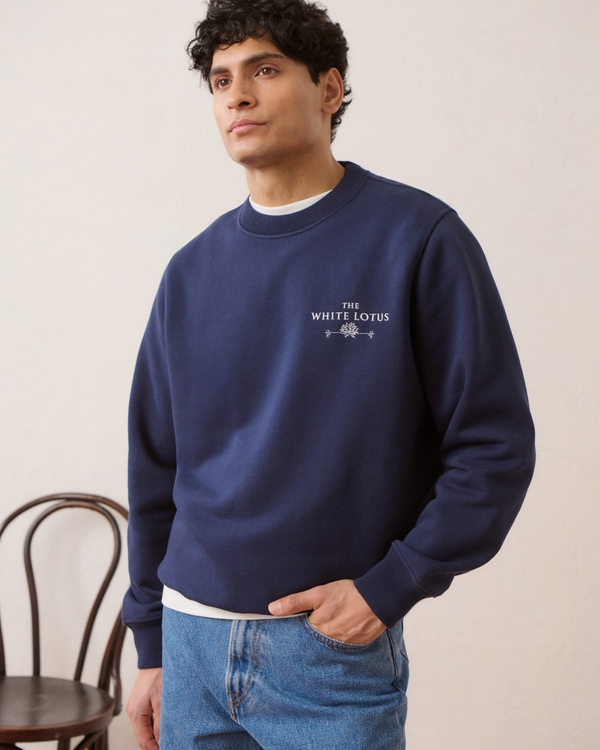 The White Lotus Graphic Crew Sweatshirt, Dark Indigo view 1