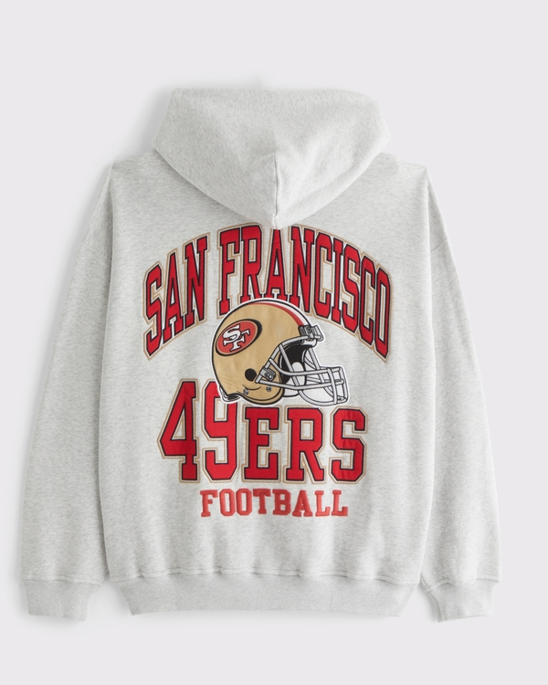 San Francisco 49ers Graphic Popover Hoodie, Light Gray-49ers view 1