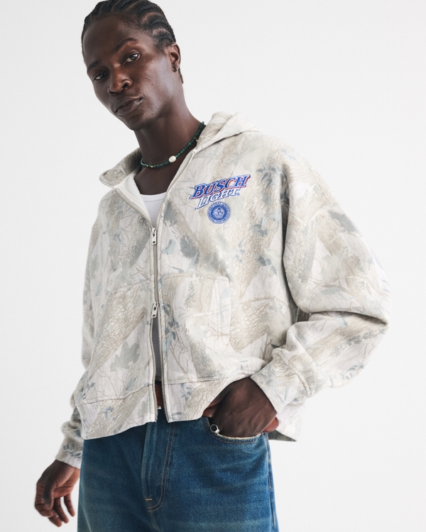 Busch Light Cropped Full-Zip Hoodie