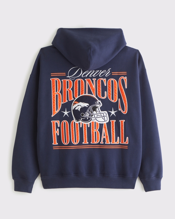 Denver Broncos Graphic Popover Hoodie, Navy-broncos view 1
