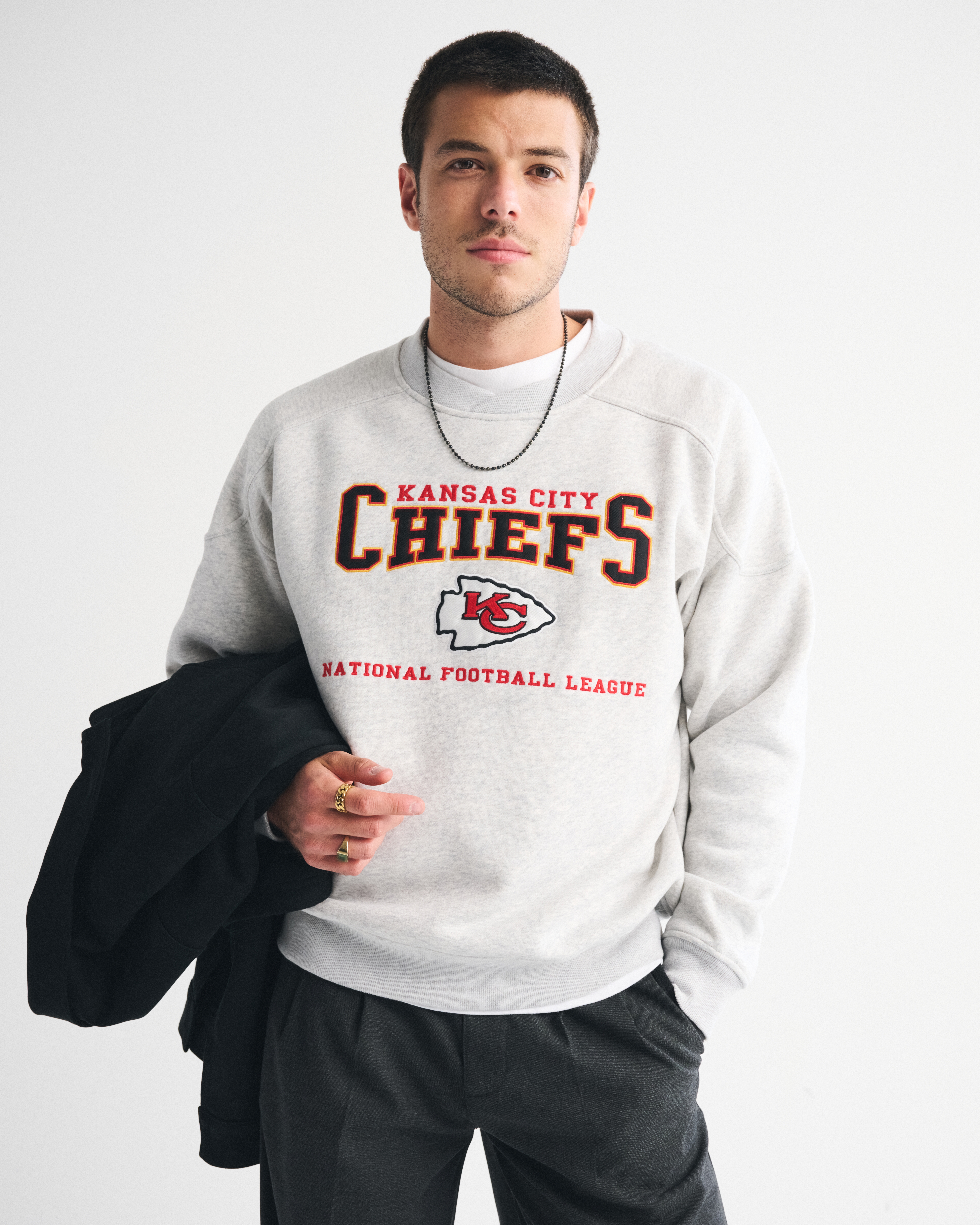 Abercrombie & Fitch Kansas City Chiefs Graphic Crew Sweatshirt In White