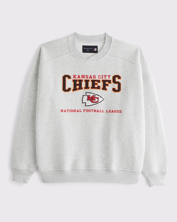 Kansas City Chiefs Graphic Crew Sweatshirt, Light Heather Gray - Chiefs view 1