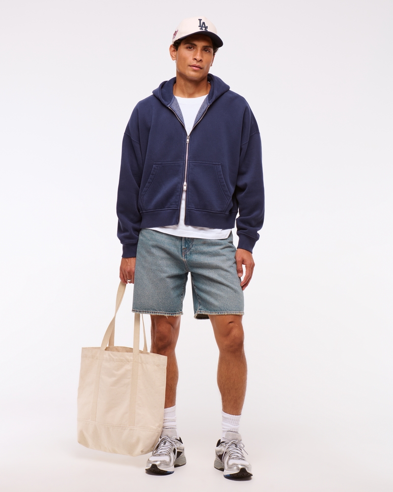 Cropped Essential Full-Zip Hoodie