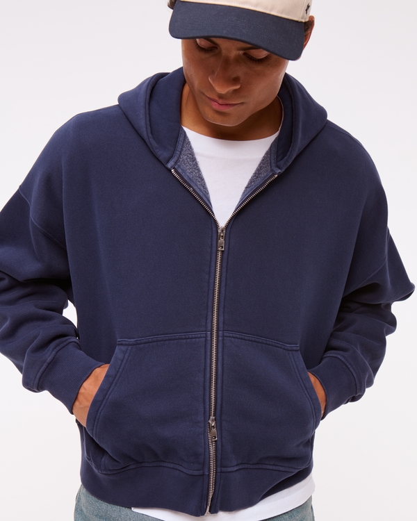 Cropped Essential Full-Zip Hoodie