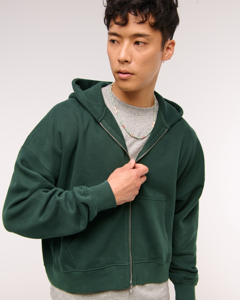Cropped Essential Full-Zip Hoodie