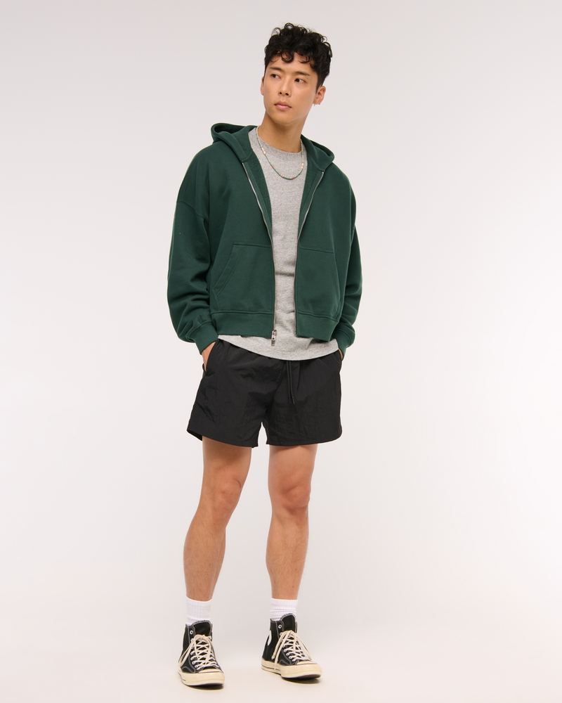 Cropped Essential Full-Zip Hoodie