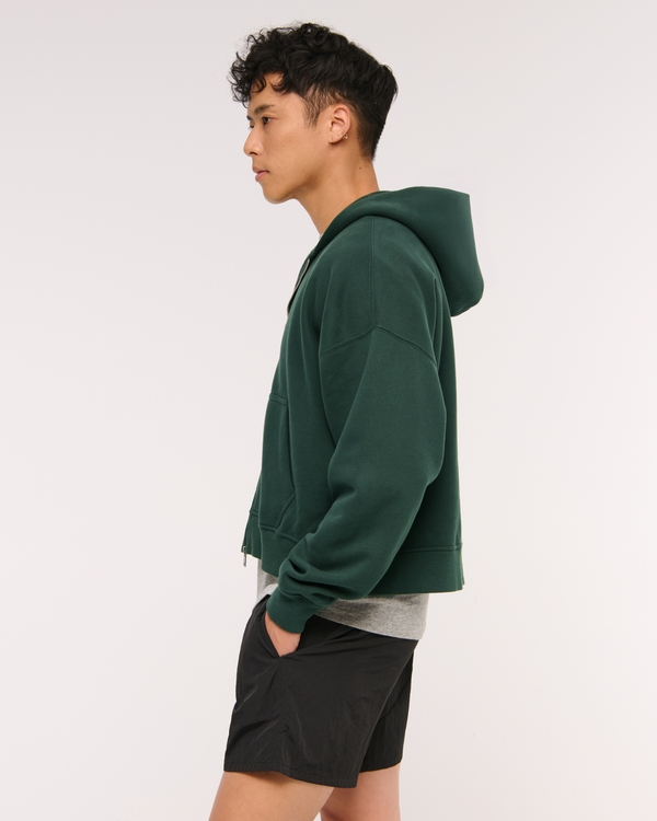 Essential Cropped Full-Zip Hoodie