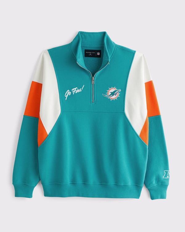 Miami Dolphins Half-Zip Sweatshirt, Teal - Dolphins view 1