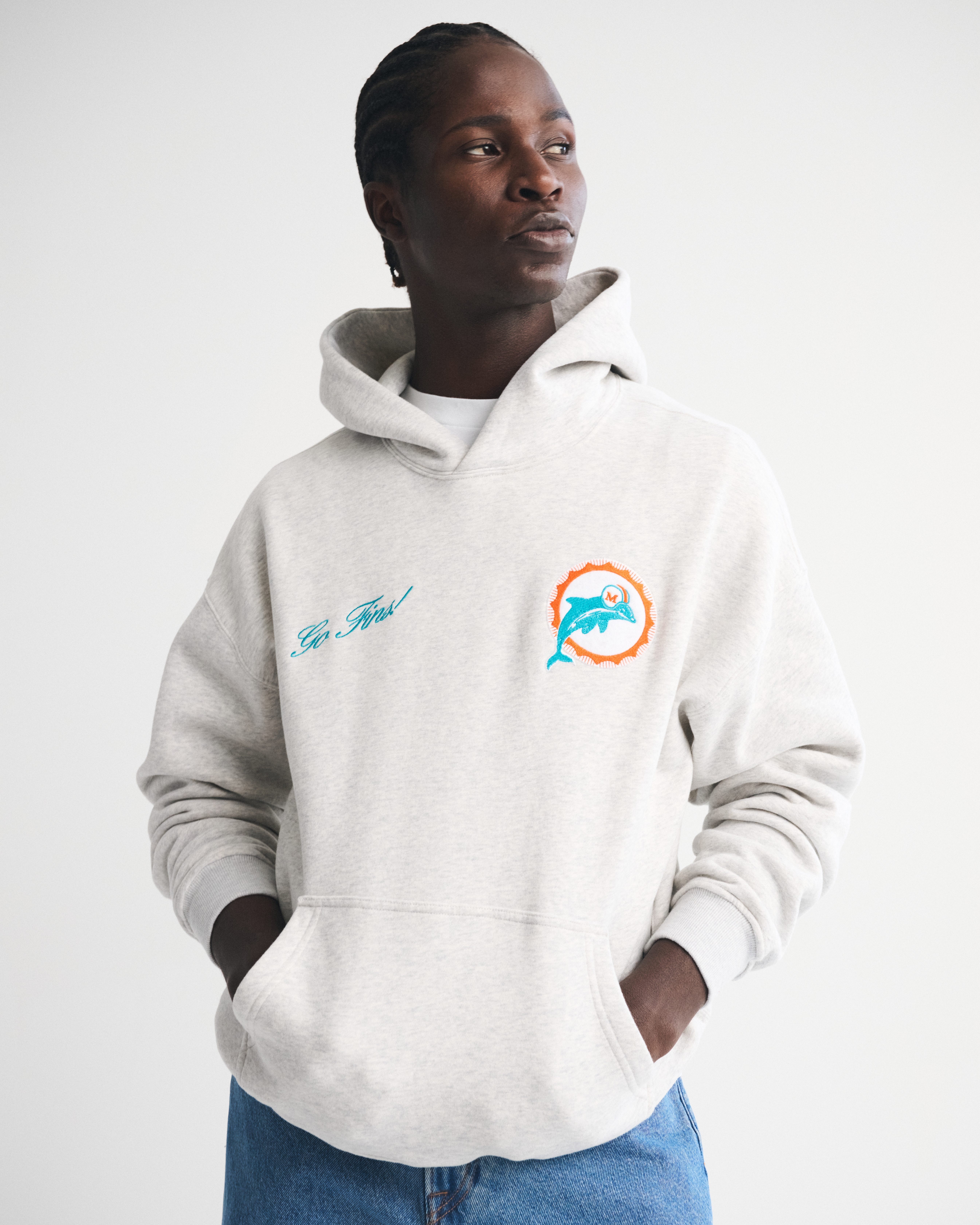 Abercrombie & Fitch Miami Dolphins Graphic Popover Hoodie In Green