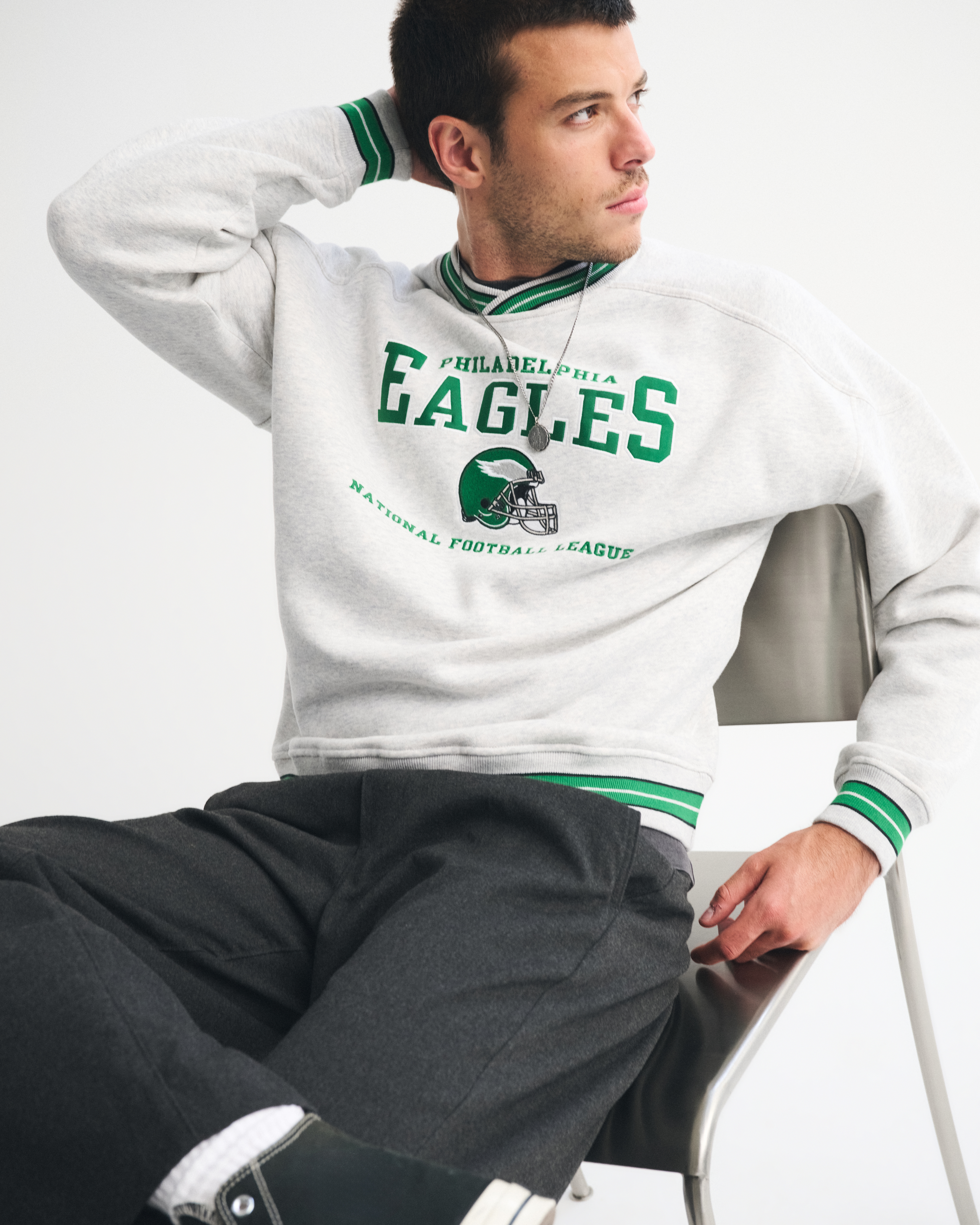 Abercrombie & Fitch Philadelphia Eagles Graphic Crew Sweatshirt In Multi
