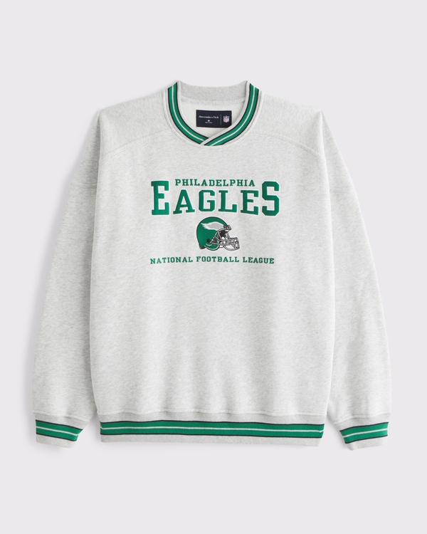 Philadelphia Eagles Graphic Crew Sweatshirt, Light Heather Gray - Eagles view 1