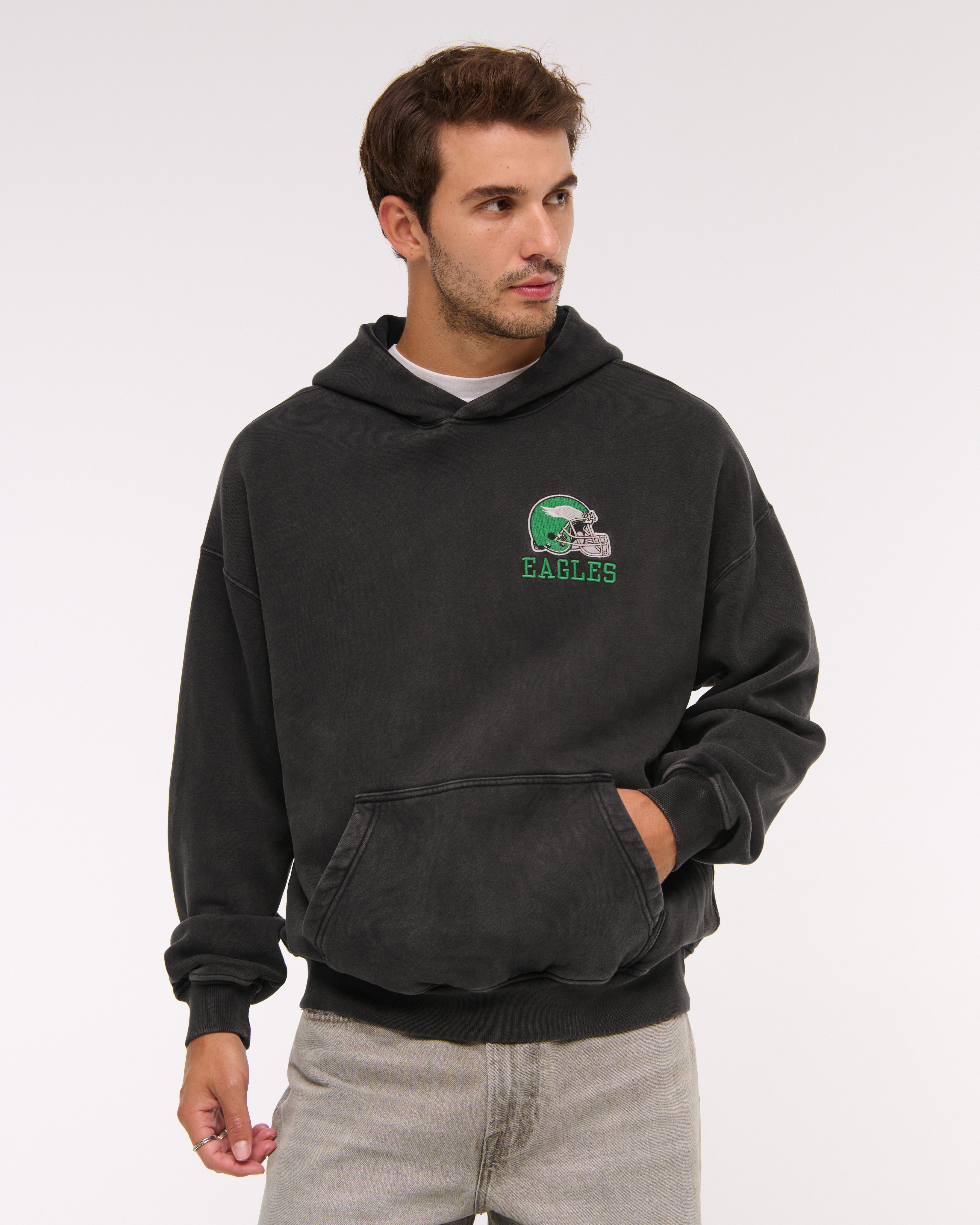 Abercrombie & Fitch Philadelphia Eagles Graphic Popover Hoodie In Black