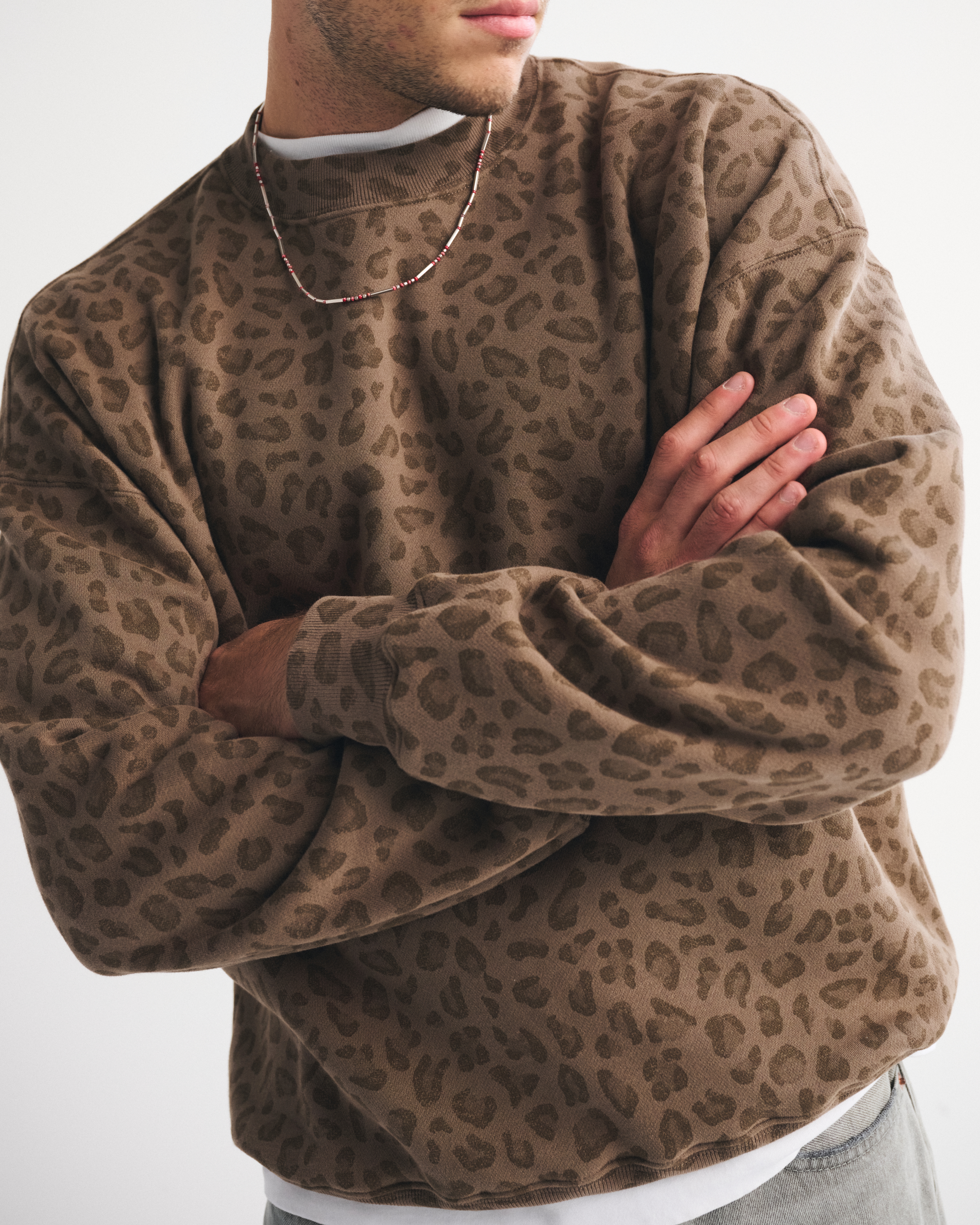 Abercrombie & Fitch Essential Crew Sweatshirt In Brown