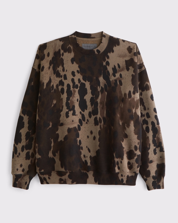 Sudadera básica con cuello redondo, Estampado, Marrón view 1