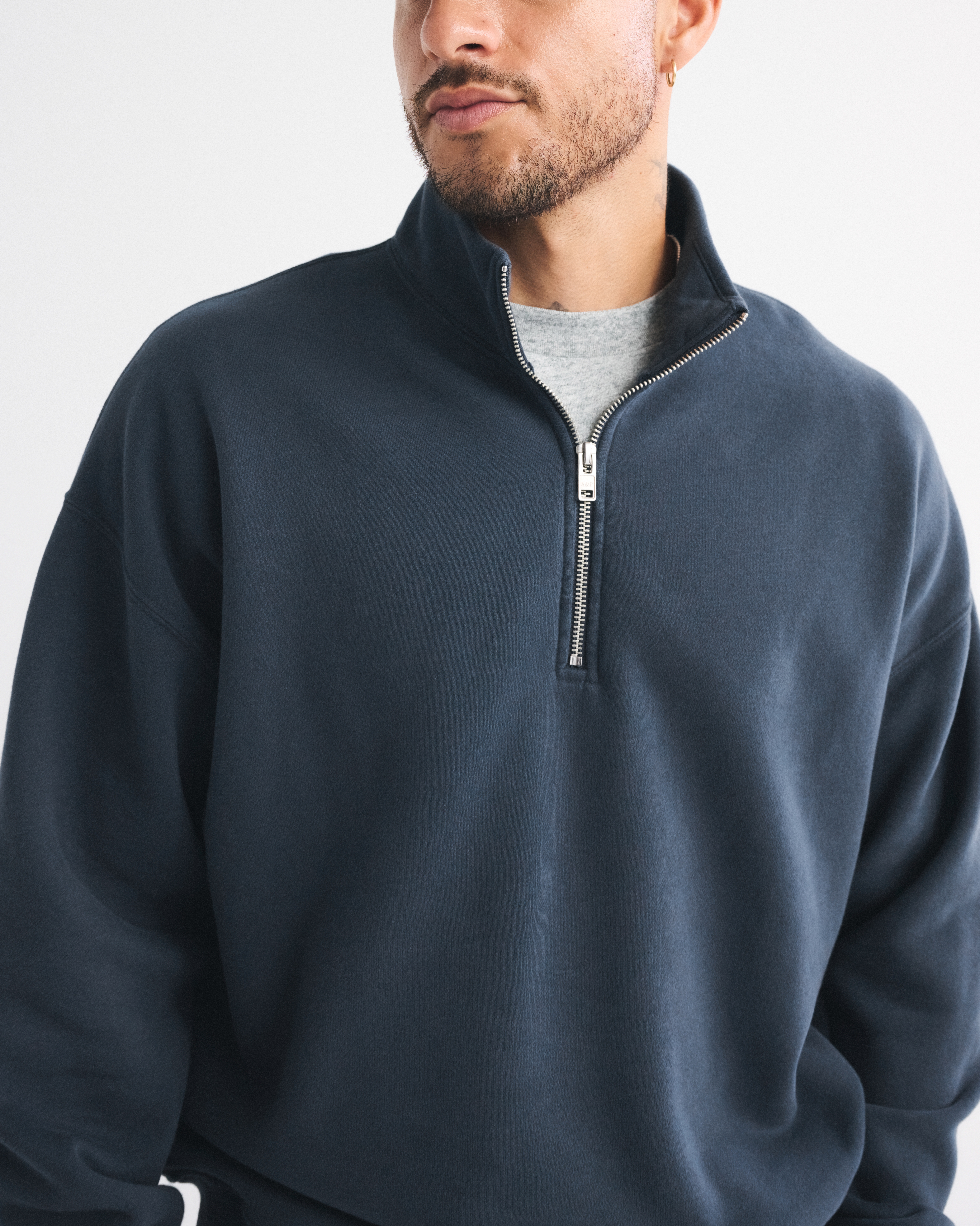 Abercrombie & Fitch Essential Half-zip Sweatshirt In Blue