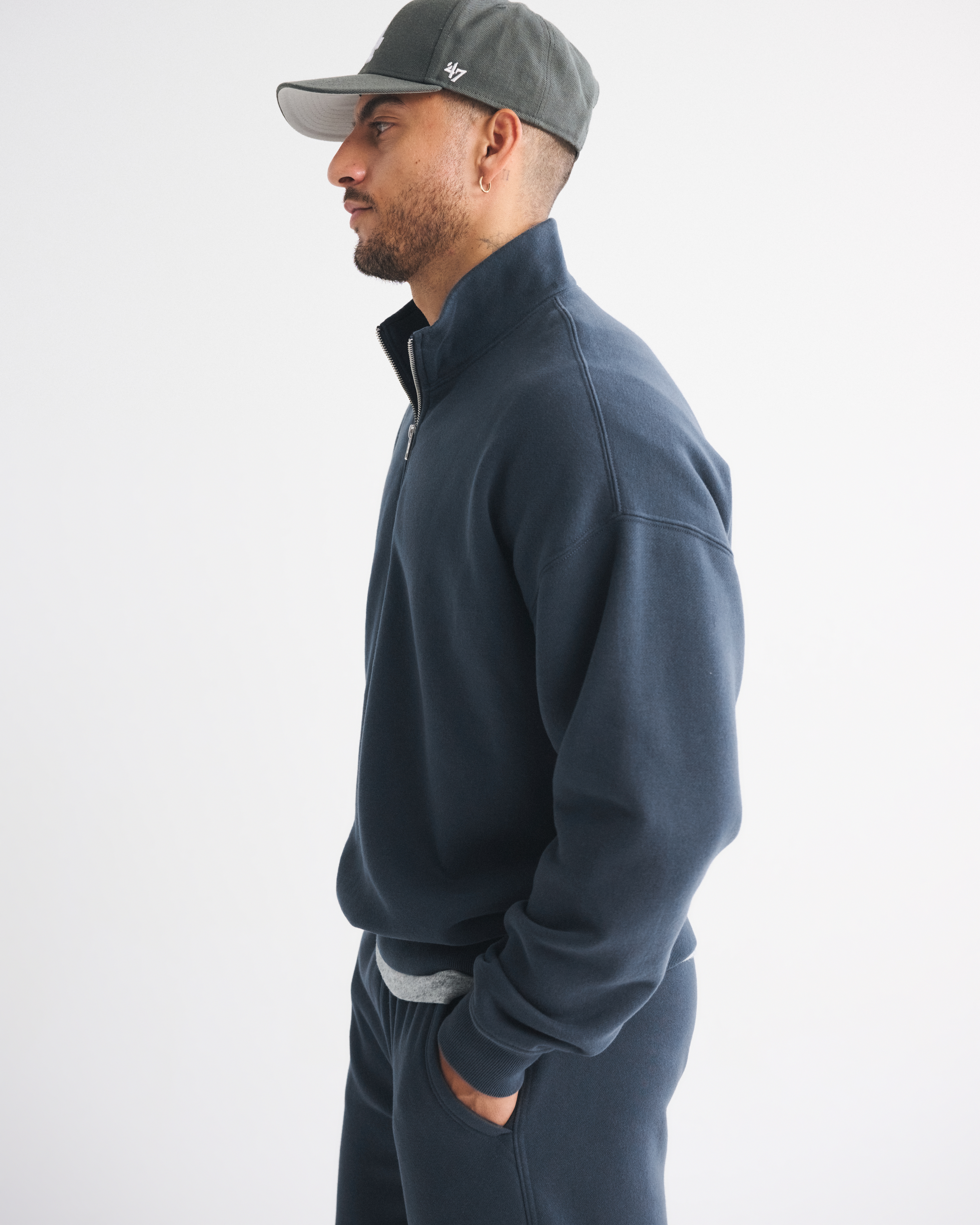 Abercrombie & Fitch Essential Half-zip Sweatshirt In Blue