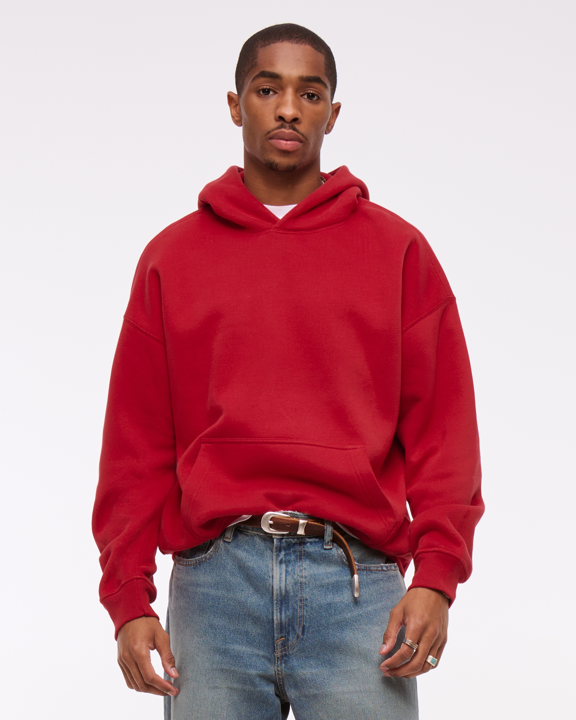 Abercrombie & Fitch Essential Popover Hoodie In Red