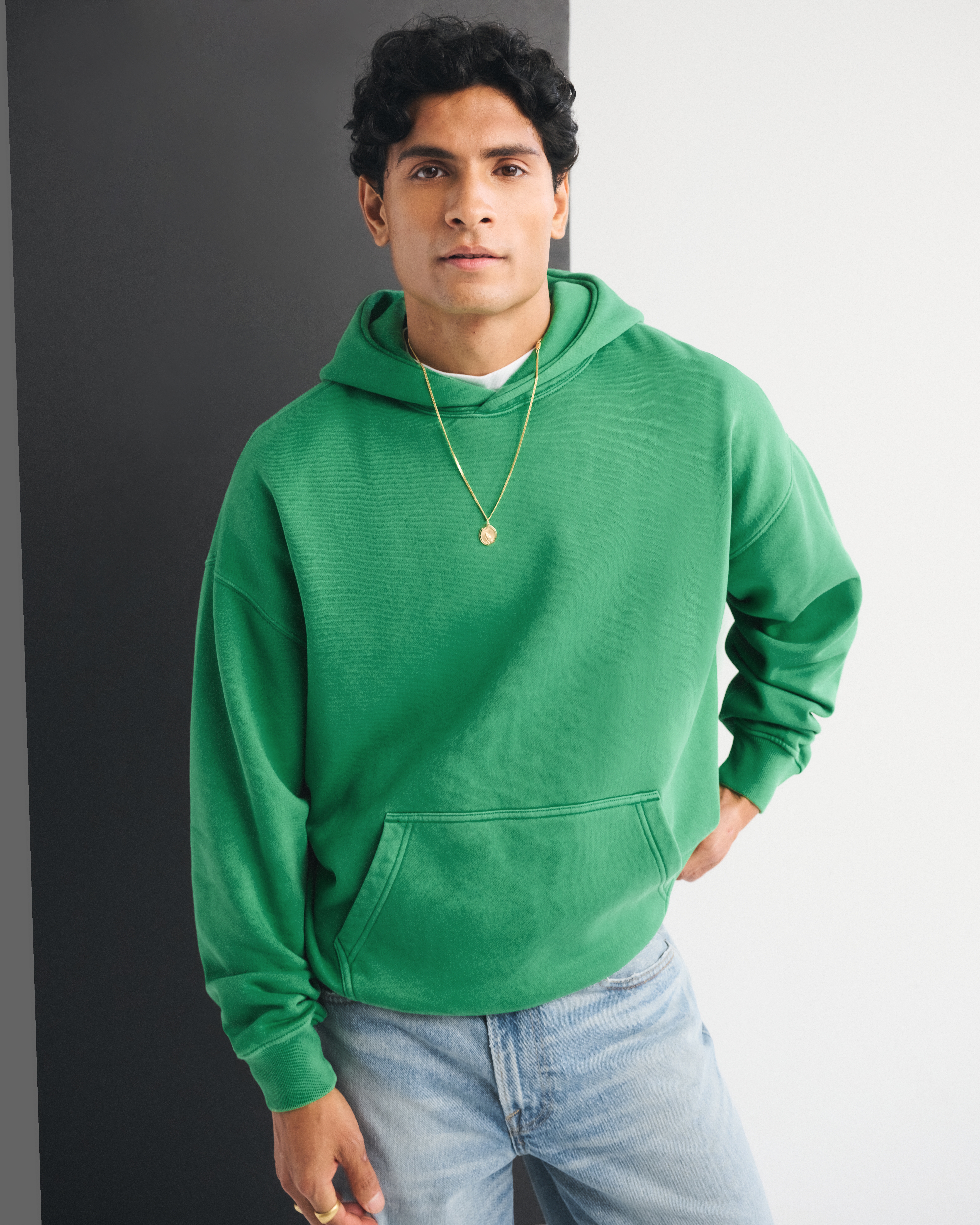 Abercrombie & Fitch Essential Popover Hoodie In Green