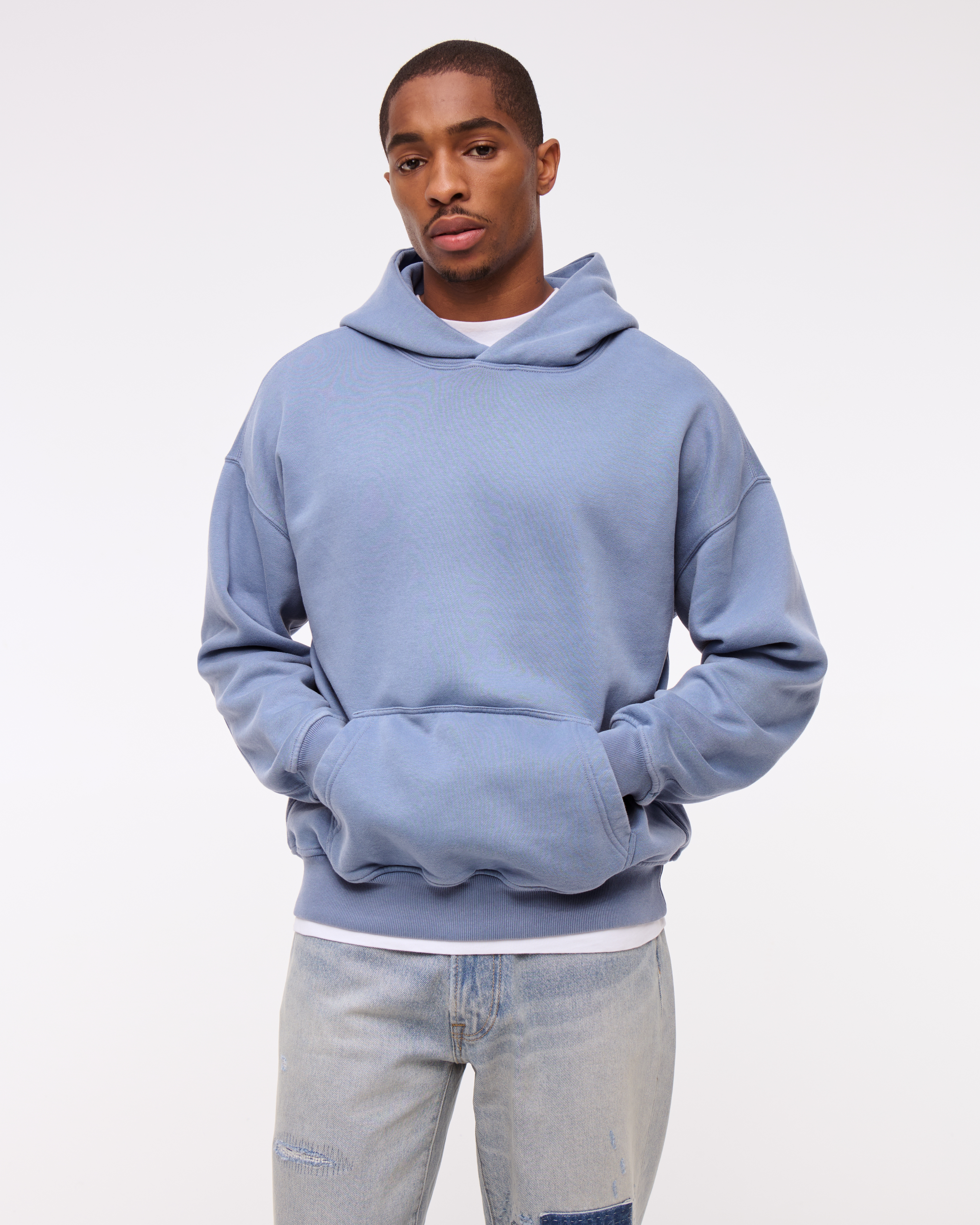 Abercrombie & Fitch Essential Popover Hoodie In Blue