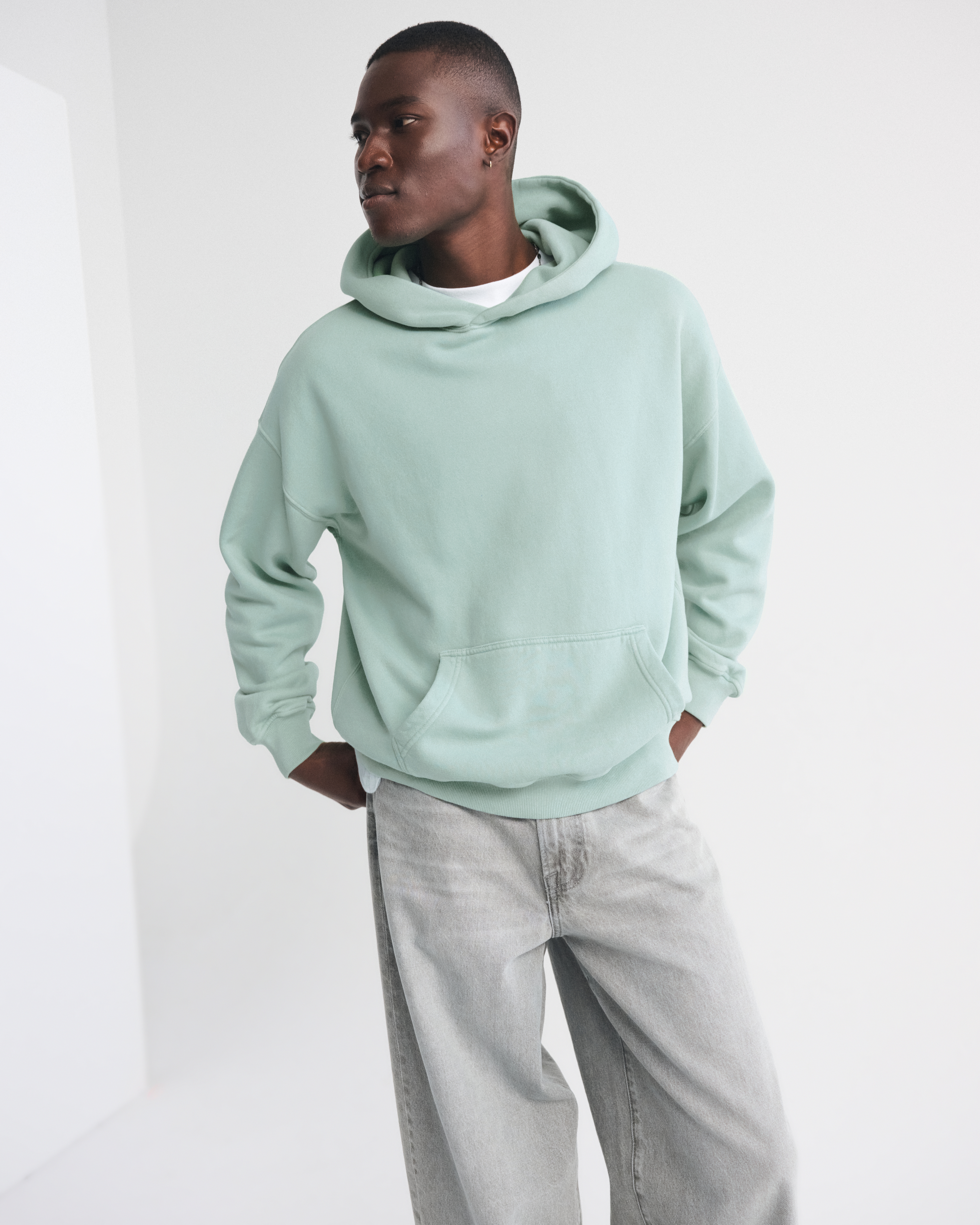 Abercrombie & Fitch Essential Popover Hoodie In Green