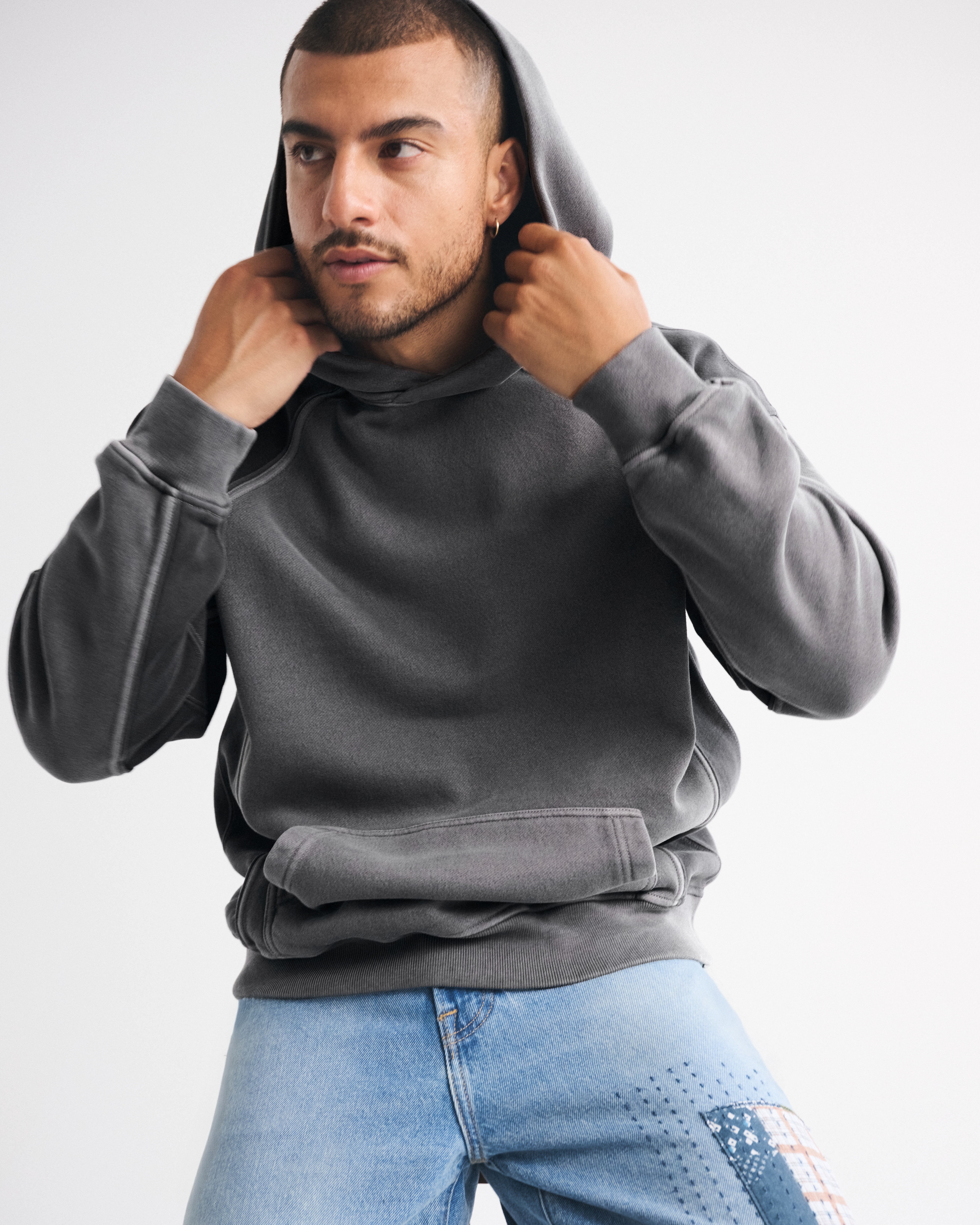 Abercrombie & Fitch Essential Popover Hoodie In Gray