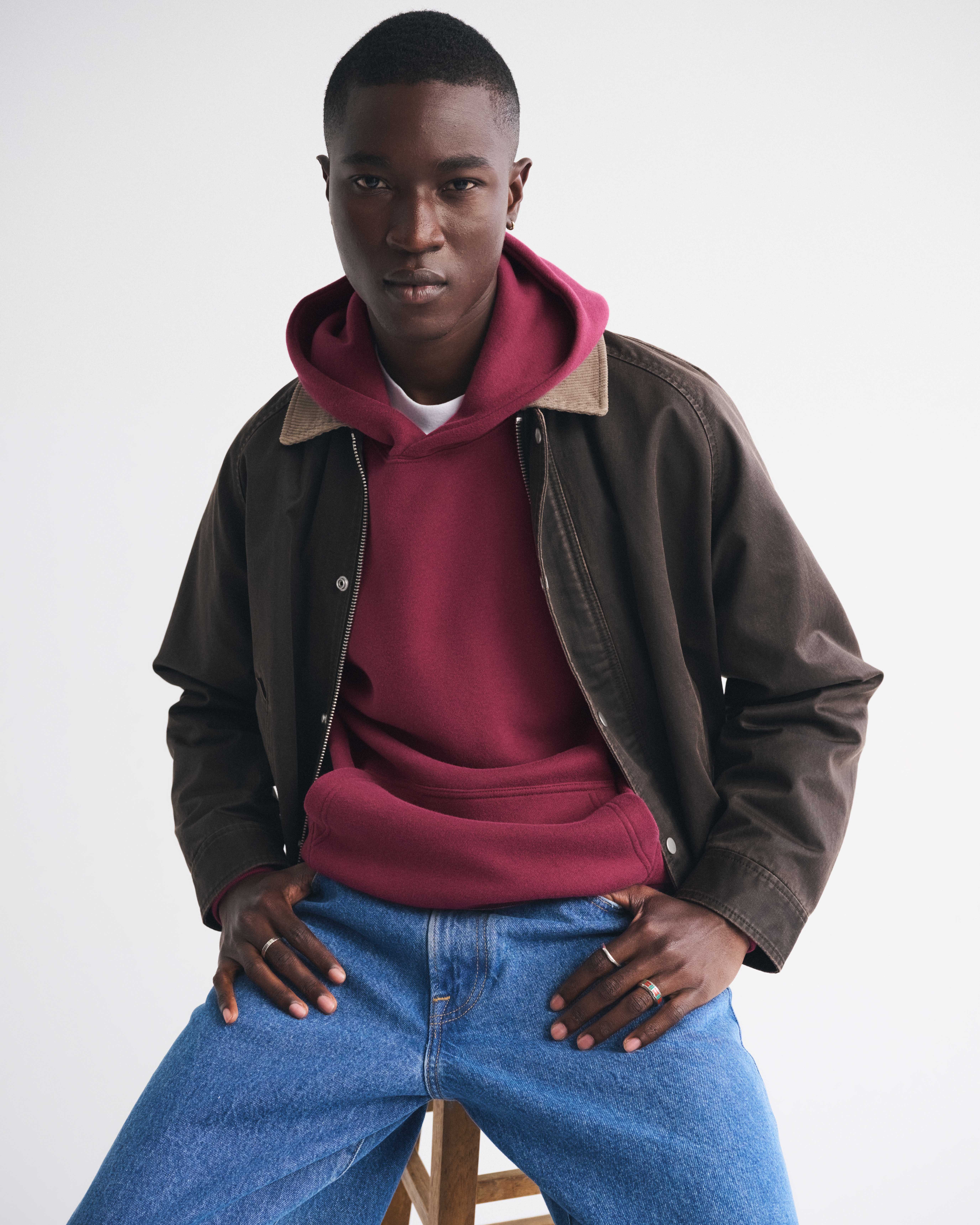 Abercrombie & Fitch Essential Popover Hoodie In White