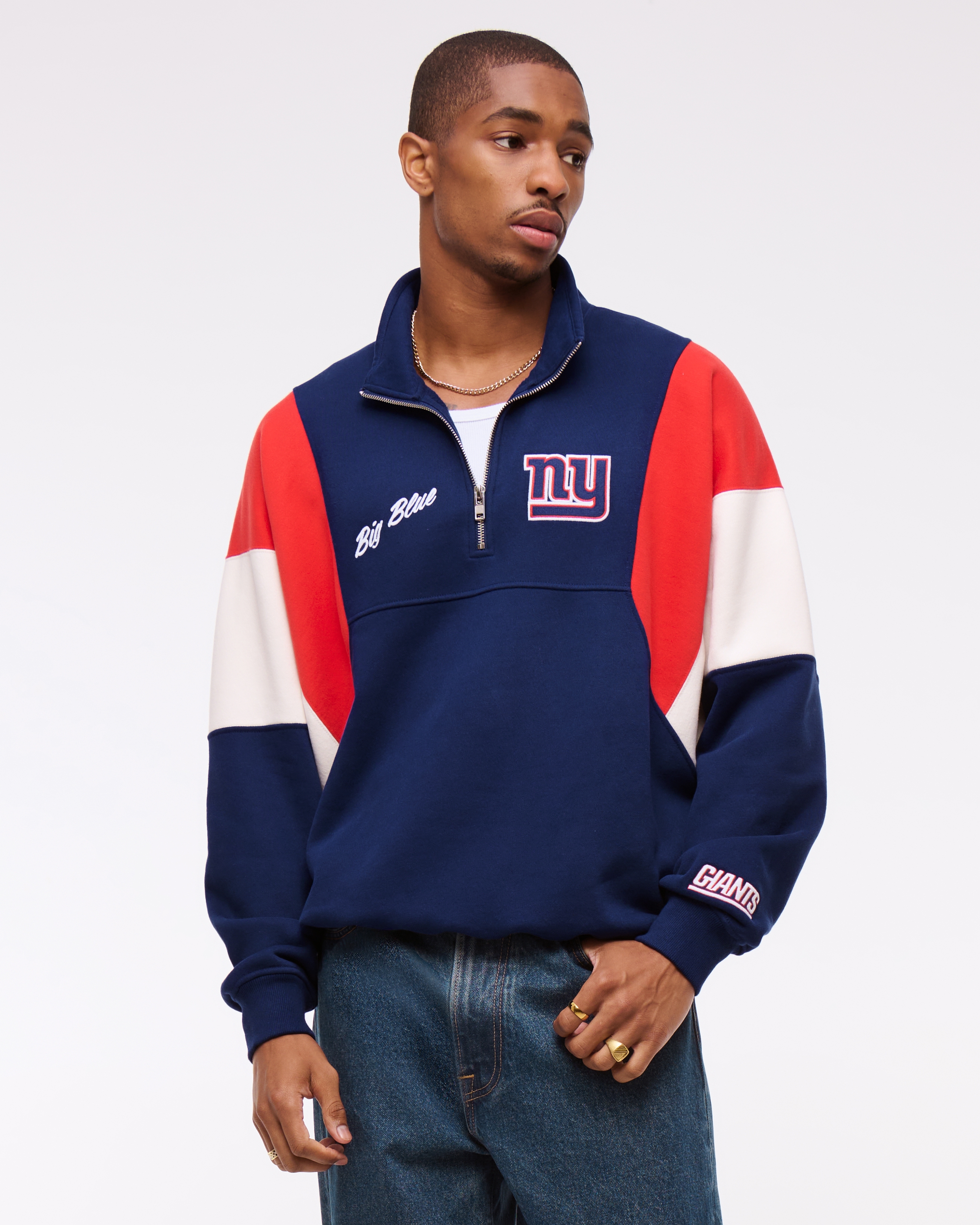 【Sea new york】2Y Men's New York Giants Half-Zip Sweatshirt | Men's Tops
