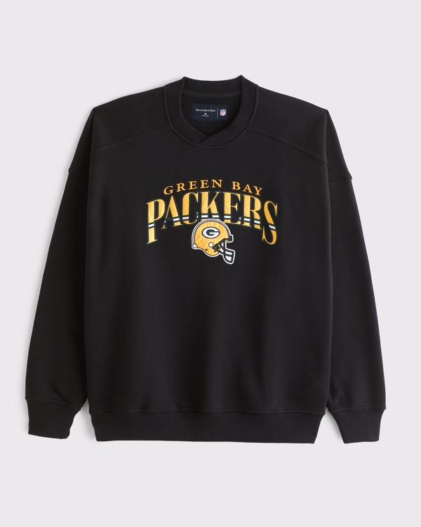 Green Bay Packers Graphic Crew Sweatshirt, Black - Packers view 1