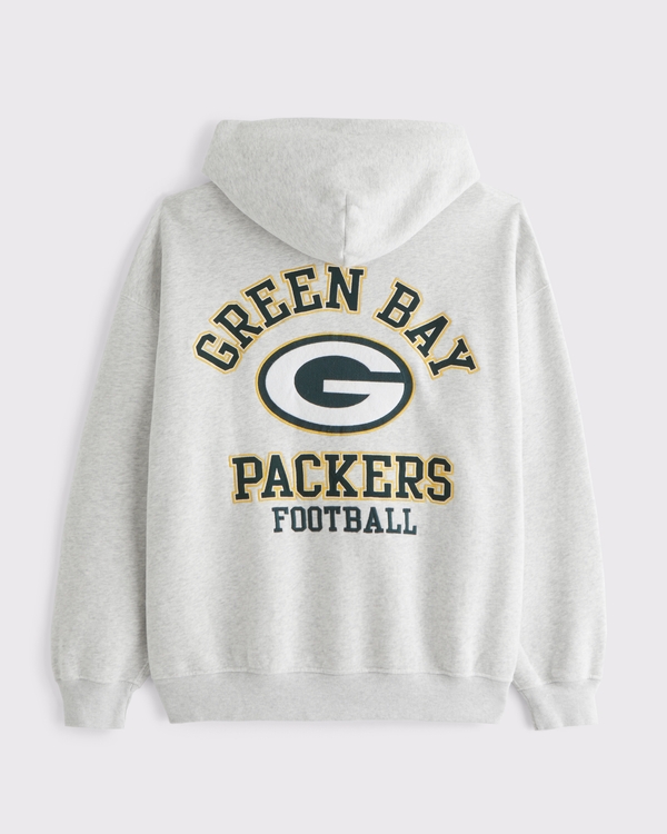 Green Bay Packers Graphic Popover Hoodie, Light Gray-packers view 1