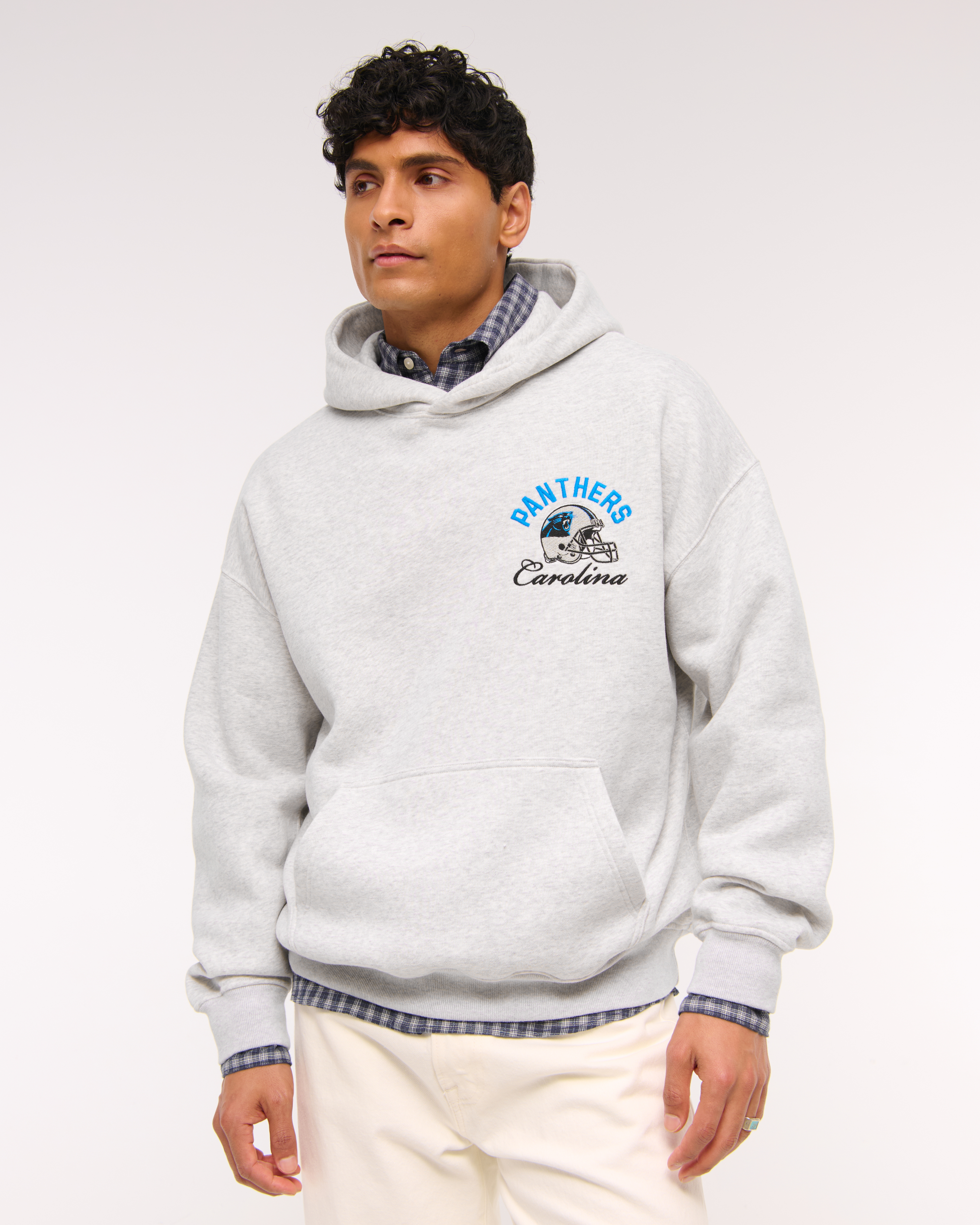 Abercrombie & Fitch Carolina Panthers Graphic Popover Hoodie In Brown