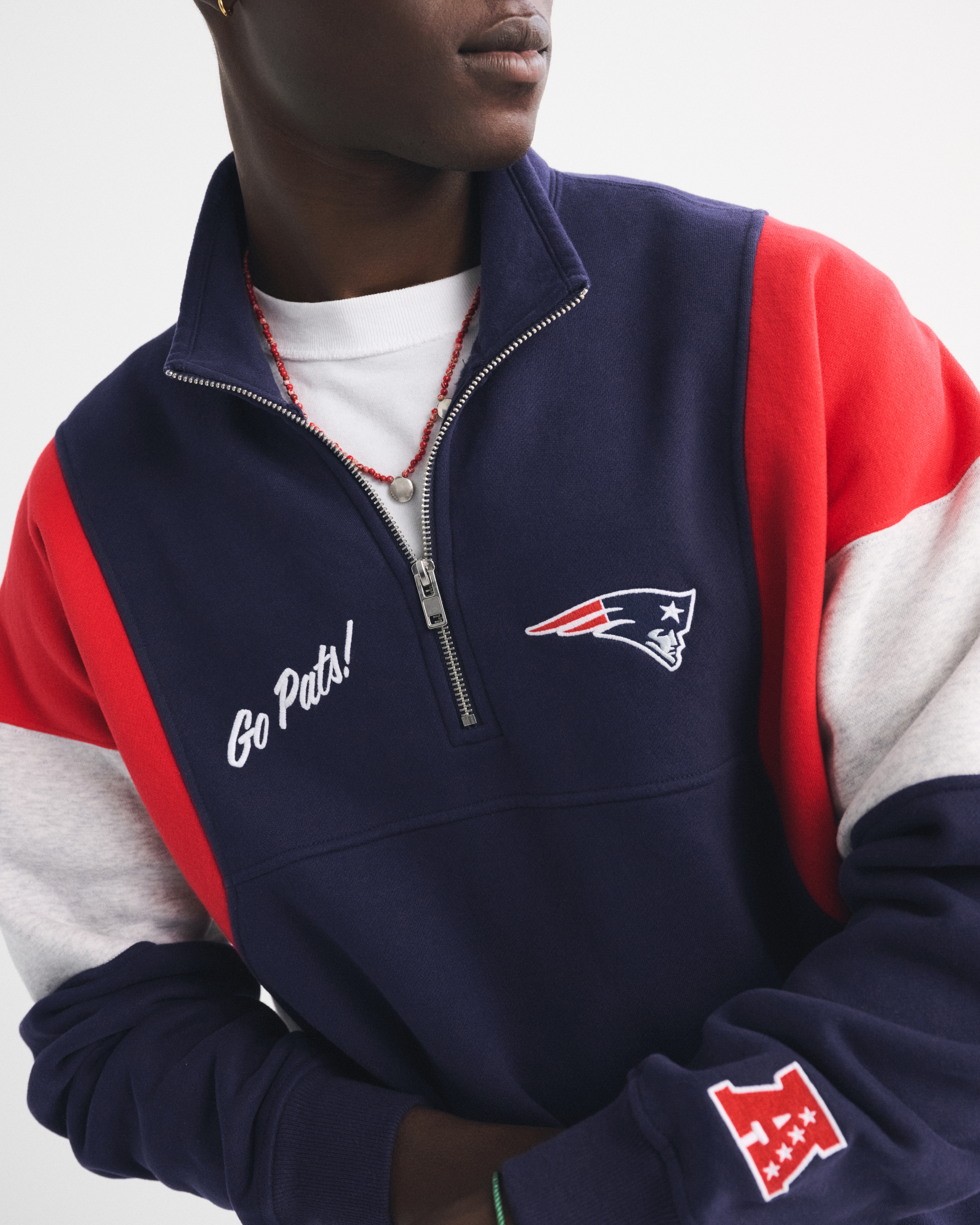 Abercrombie & Fitch New England Patriots Half-zip Sweatshirt In Multi