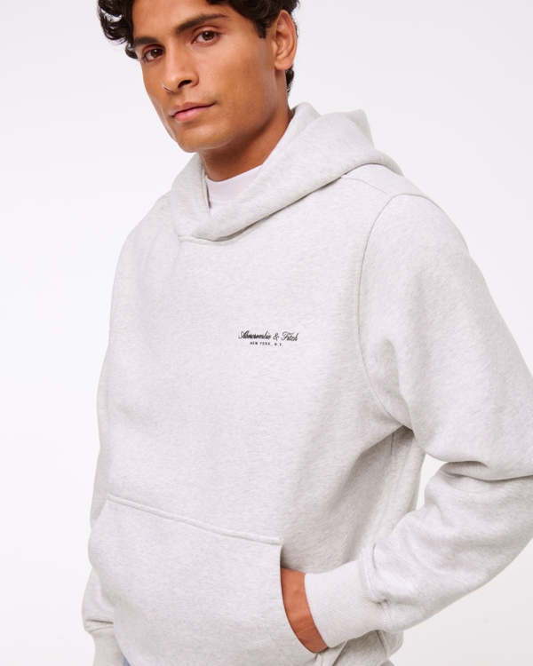 Micro-Logo Popover Hoodie, Light Heather Gray view 1