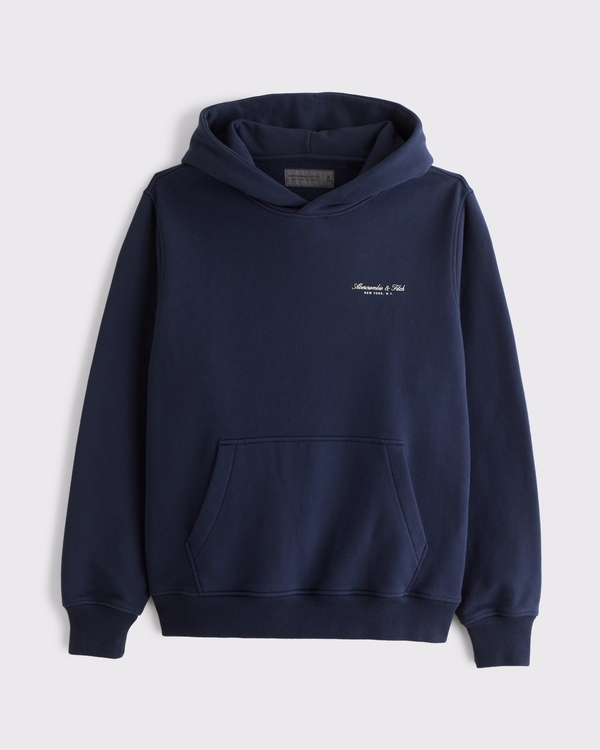 Micro-Logo Popover Hoodie, Dark Indigo view 1