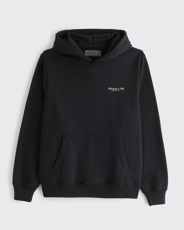 Micro-Logo Popover Hoodie, Black view 1