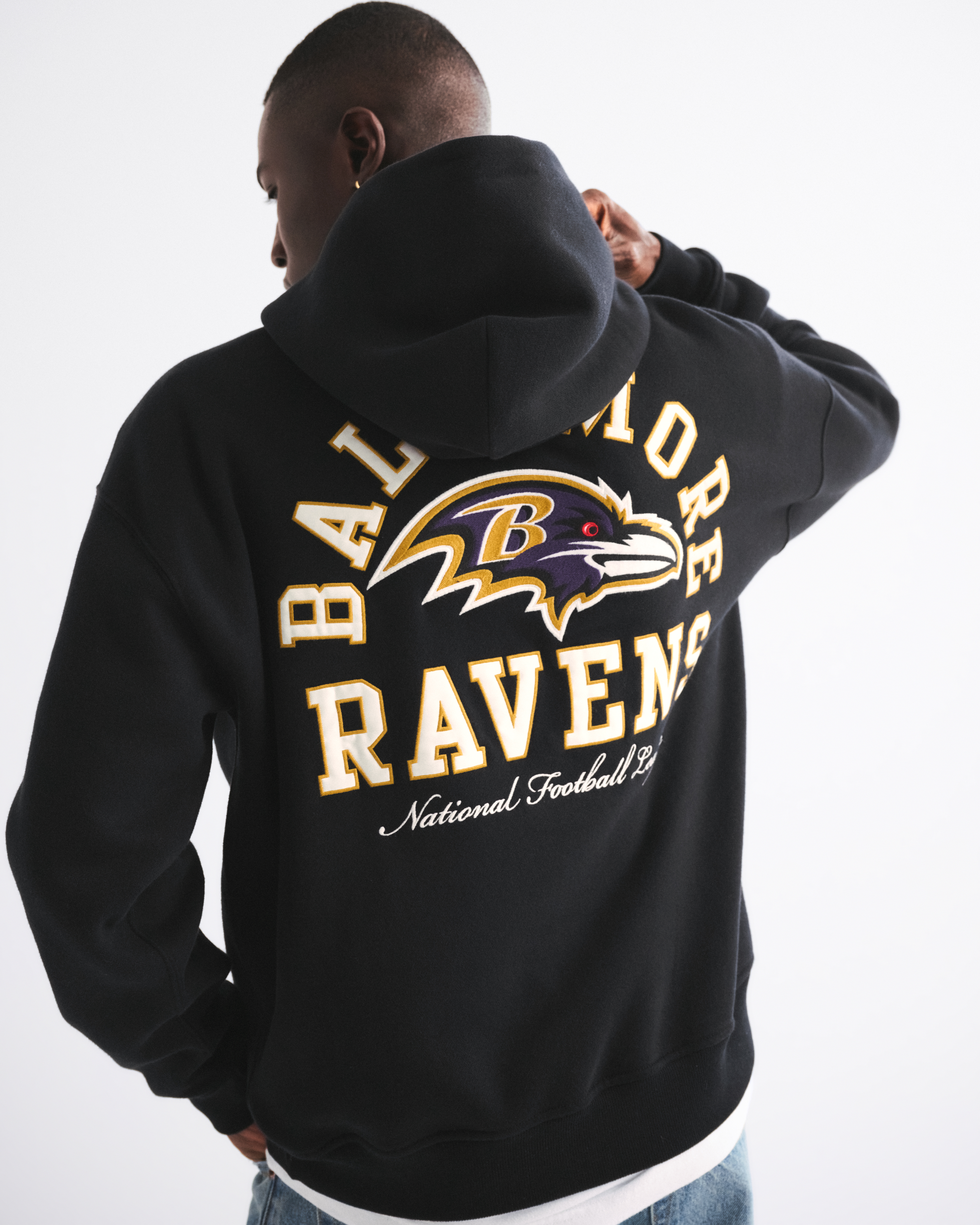 Abercrombie & Fitch Baltimore Ravens Graphic Popover Hoodie In Multi