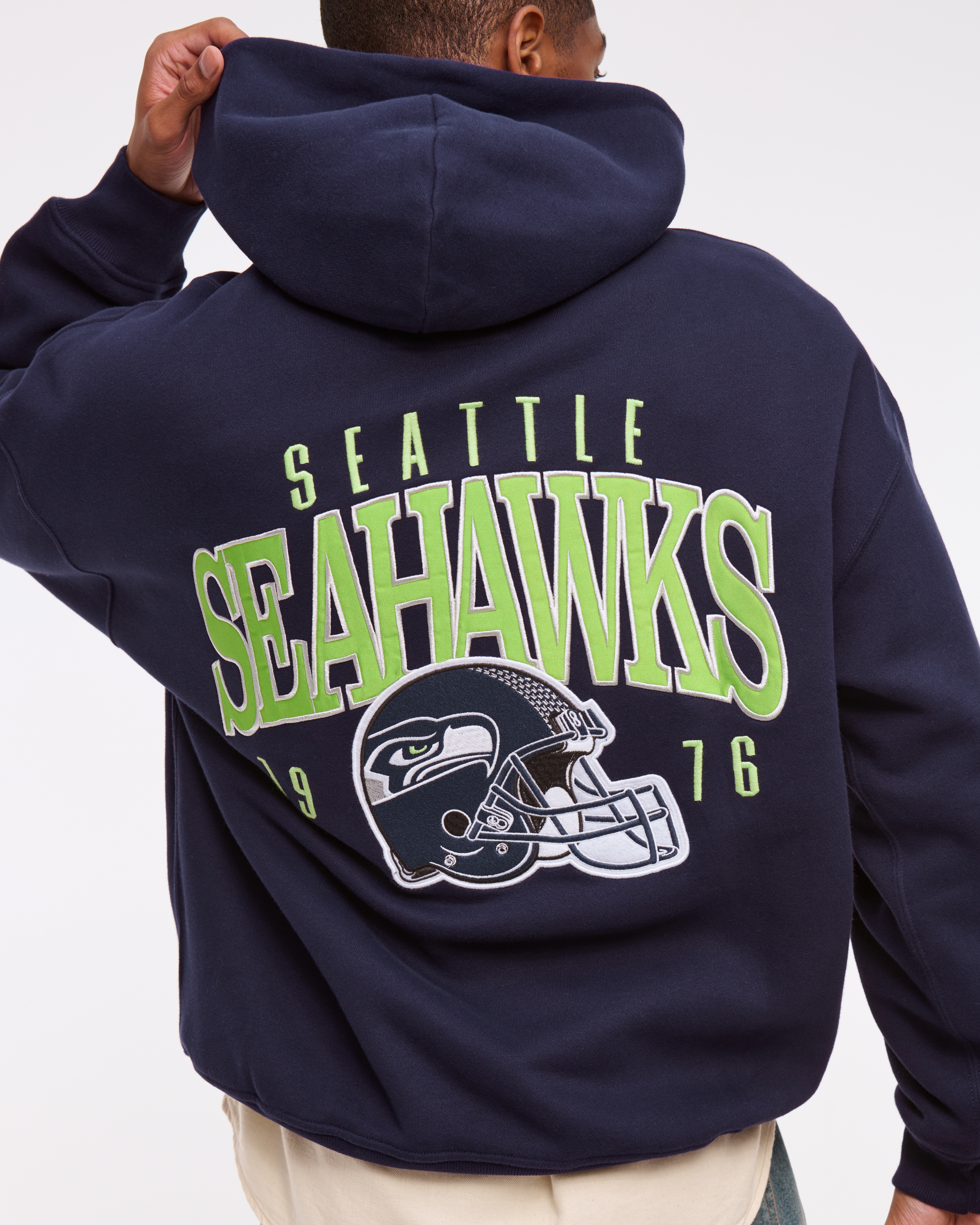 Abercrombie & Fitch Seattle Seahawks Graphic Popover Hoodie In Multi